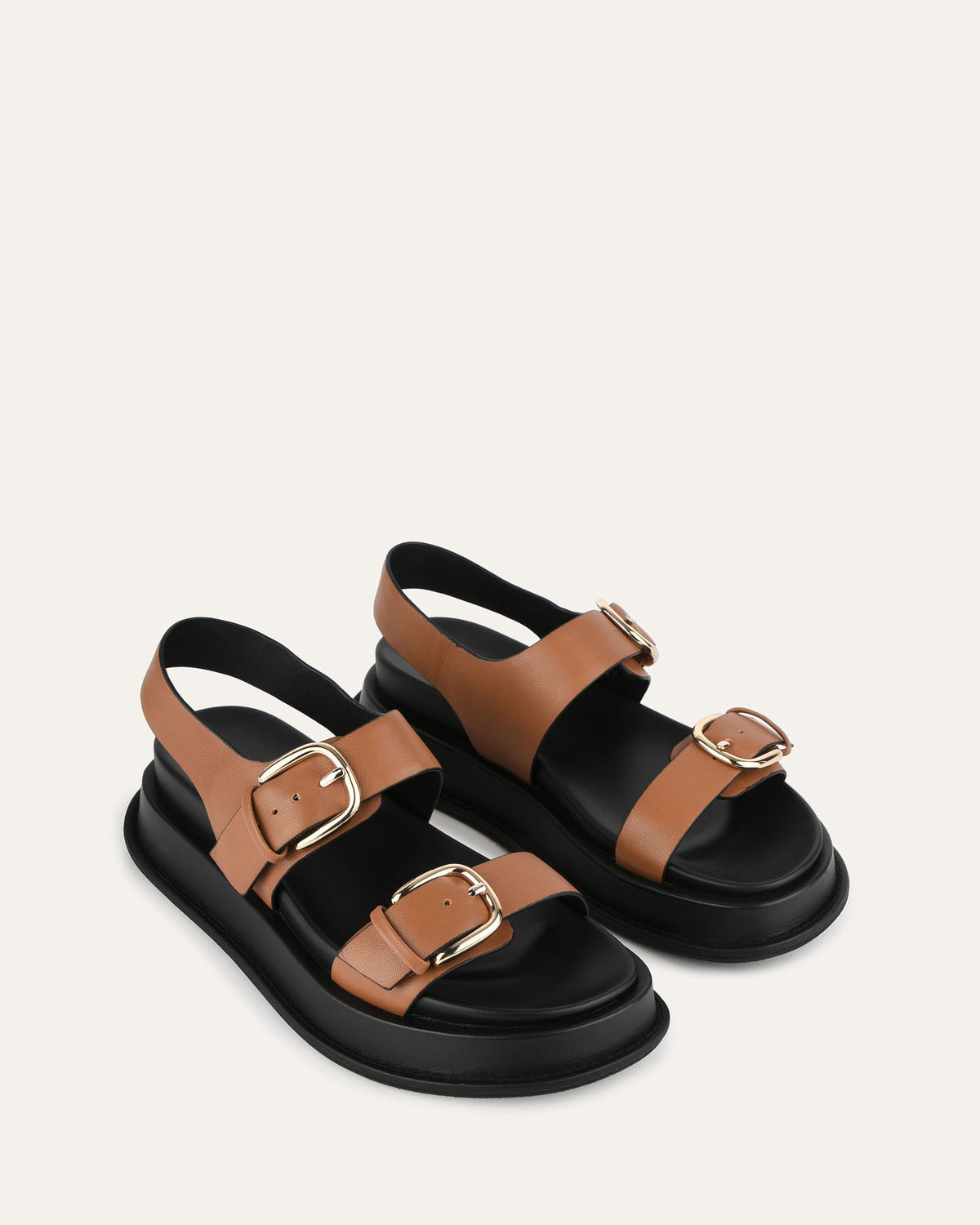 MABEL FLAT SANDALS DARK TAN LEATHER