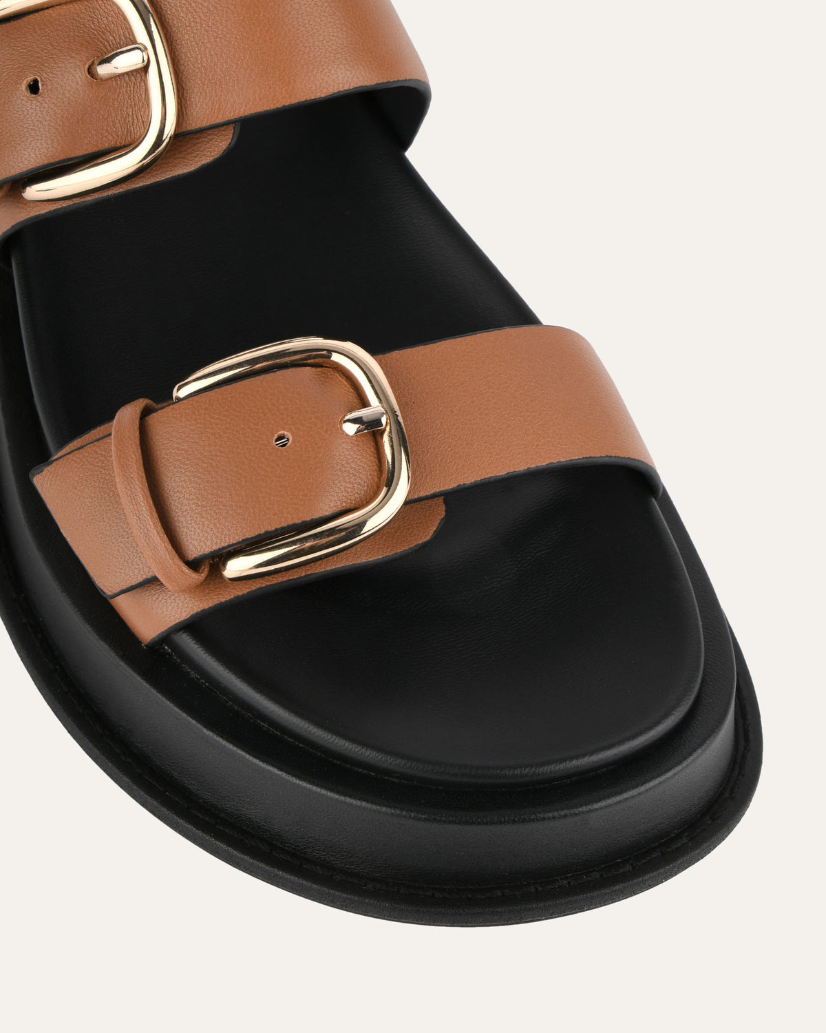 MABEL FLAT SANDALS DARK TAN LEATHER