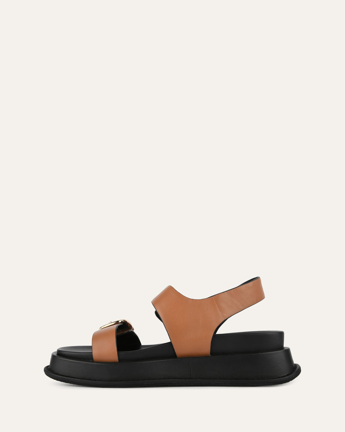 MABEL FLAT SANDALS DARK TAN LEATHER