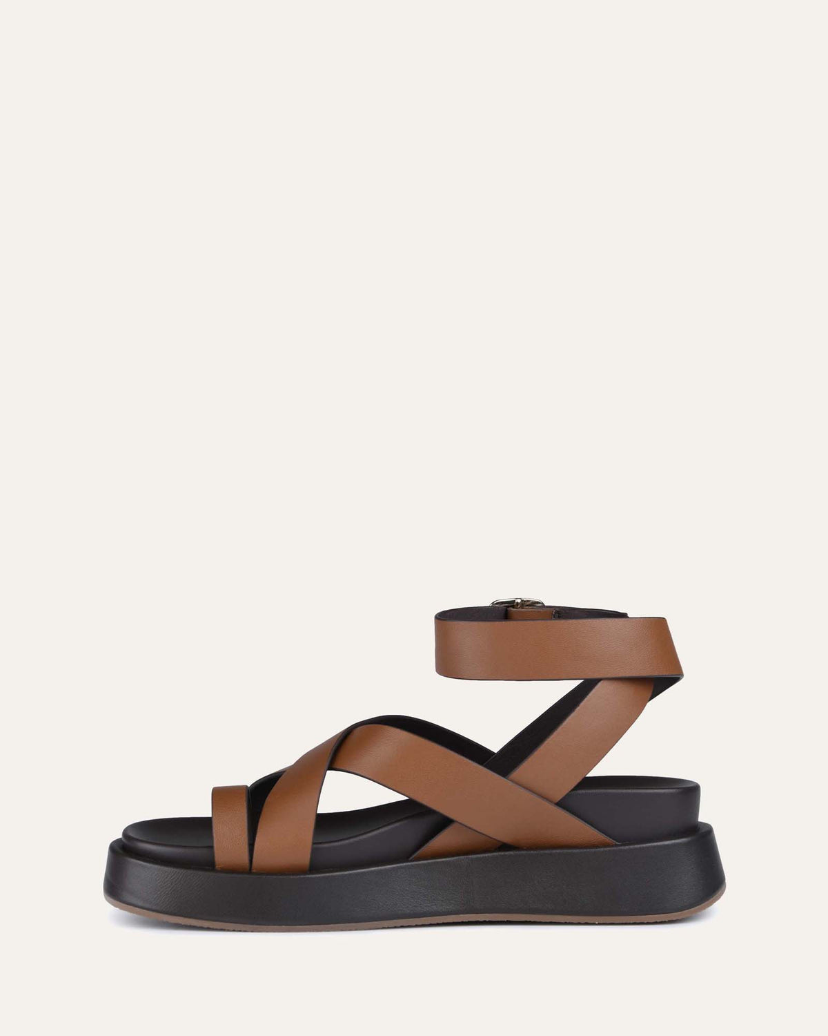 MACK FLAT SANDALS DARK TAN LEATHER