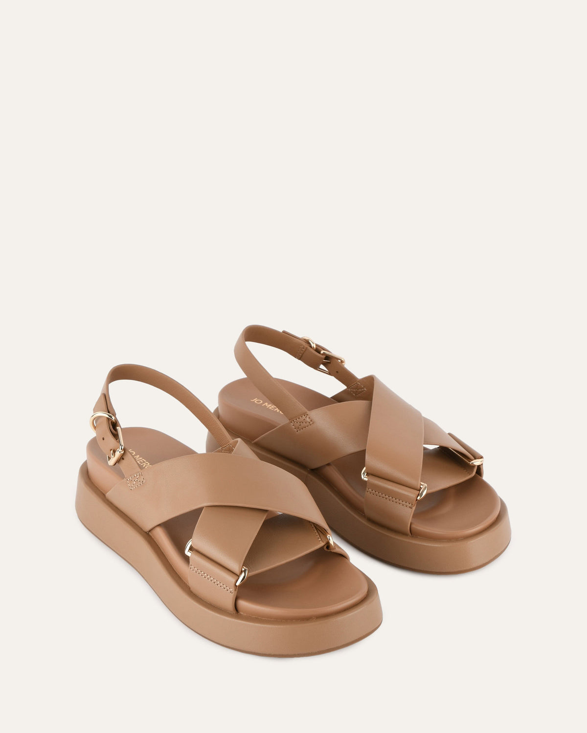 MARLEY FLAT SANDALS TAN LEATHER