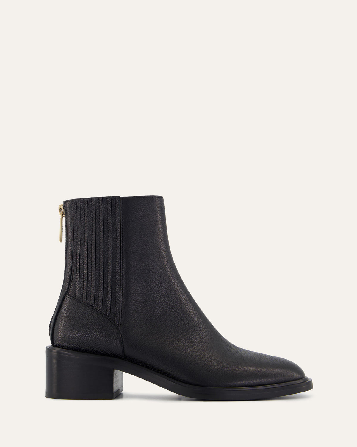 MASON FLAT ANKLE BOOTS BLACK LEATHER