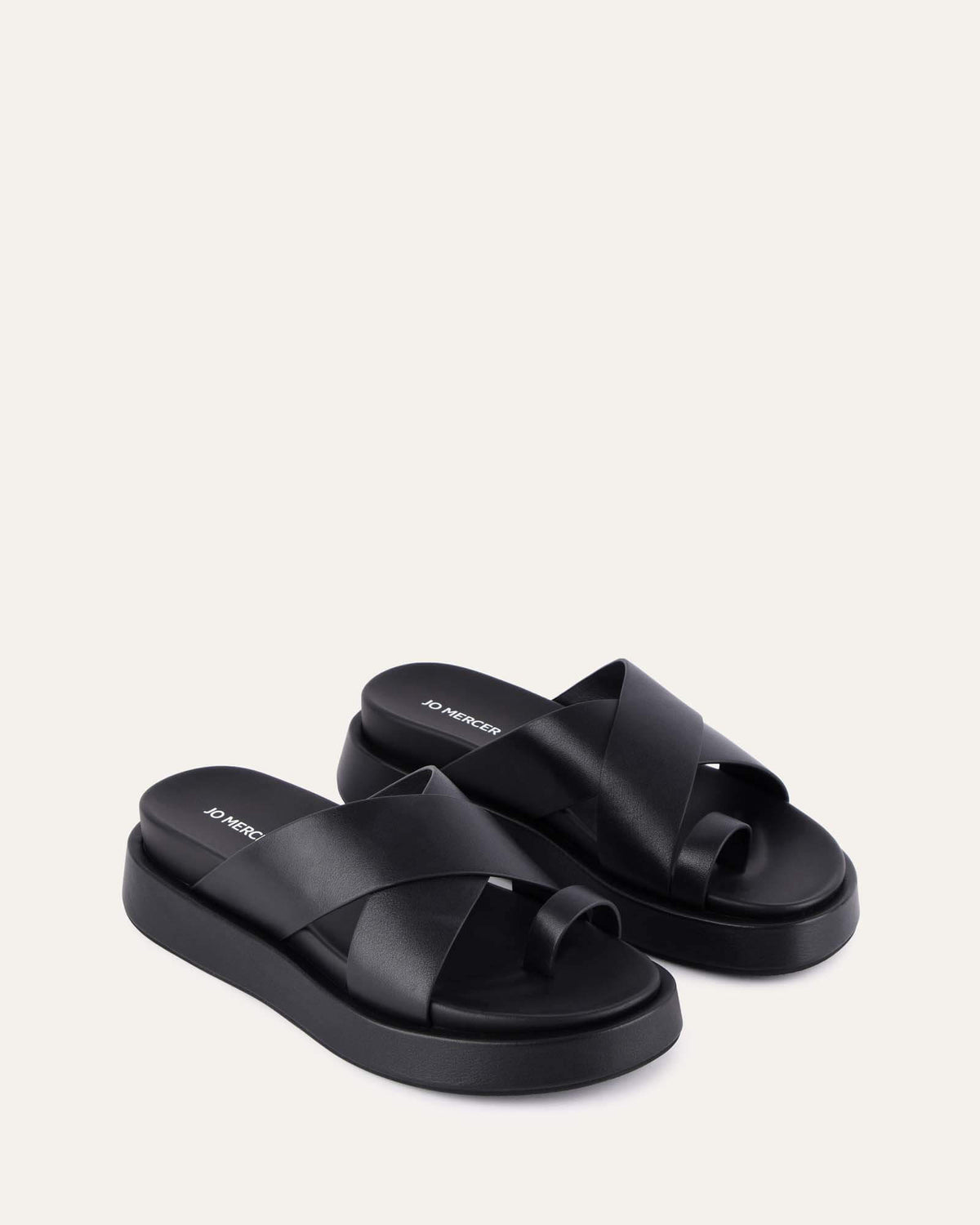 MATILDA FLAT SANDALS BLACK LEATHER