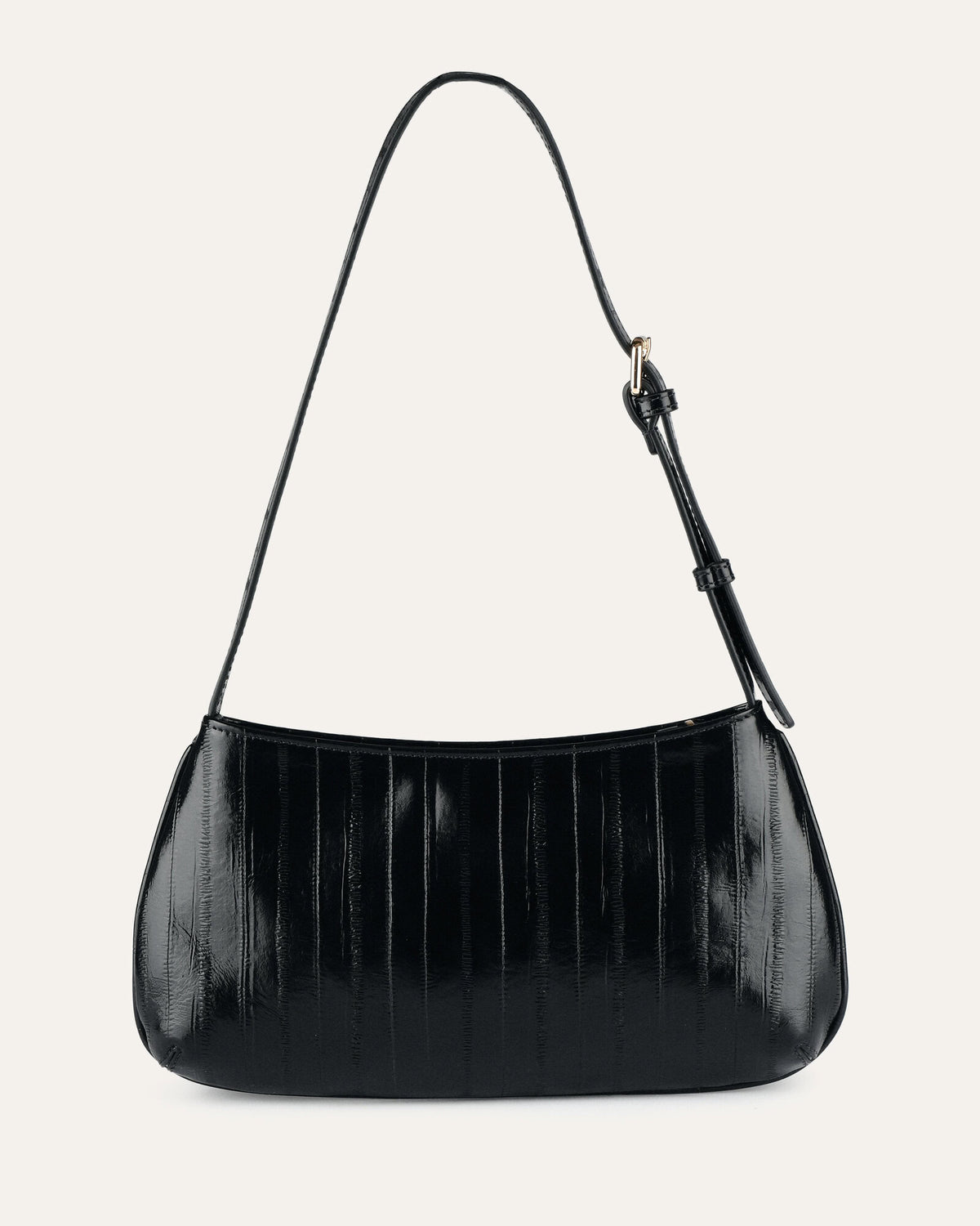 MEGAN SHOULDER BAG BLACK LIZARD LEATHER