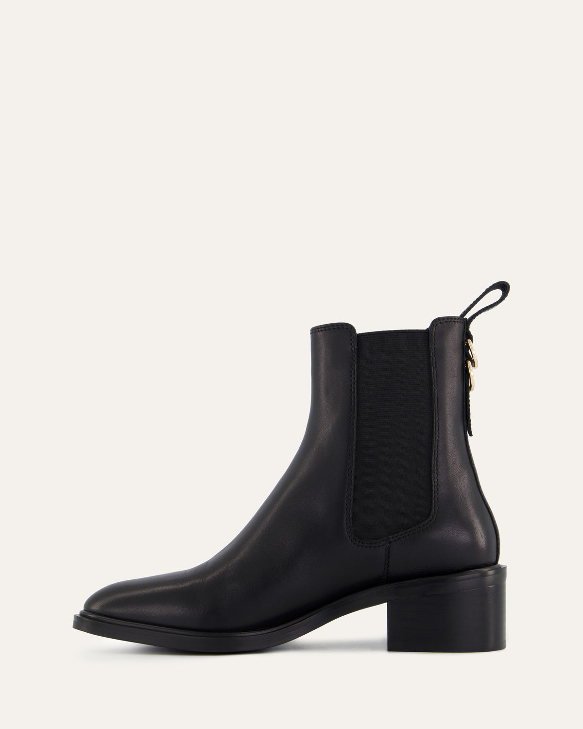 MONA FLAT ANKLE BOOTS BLACK LEATHER