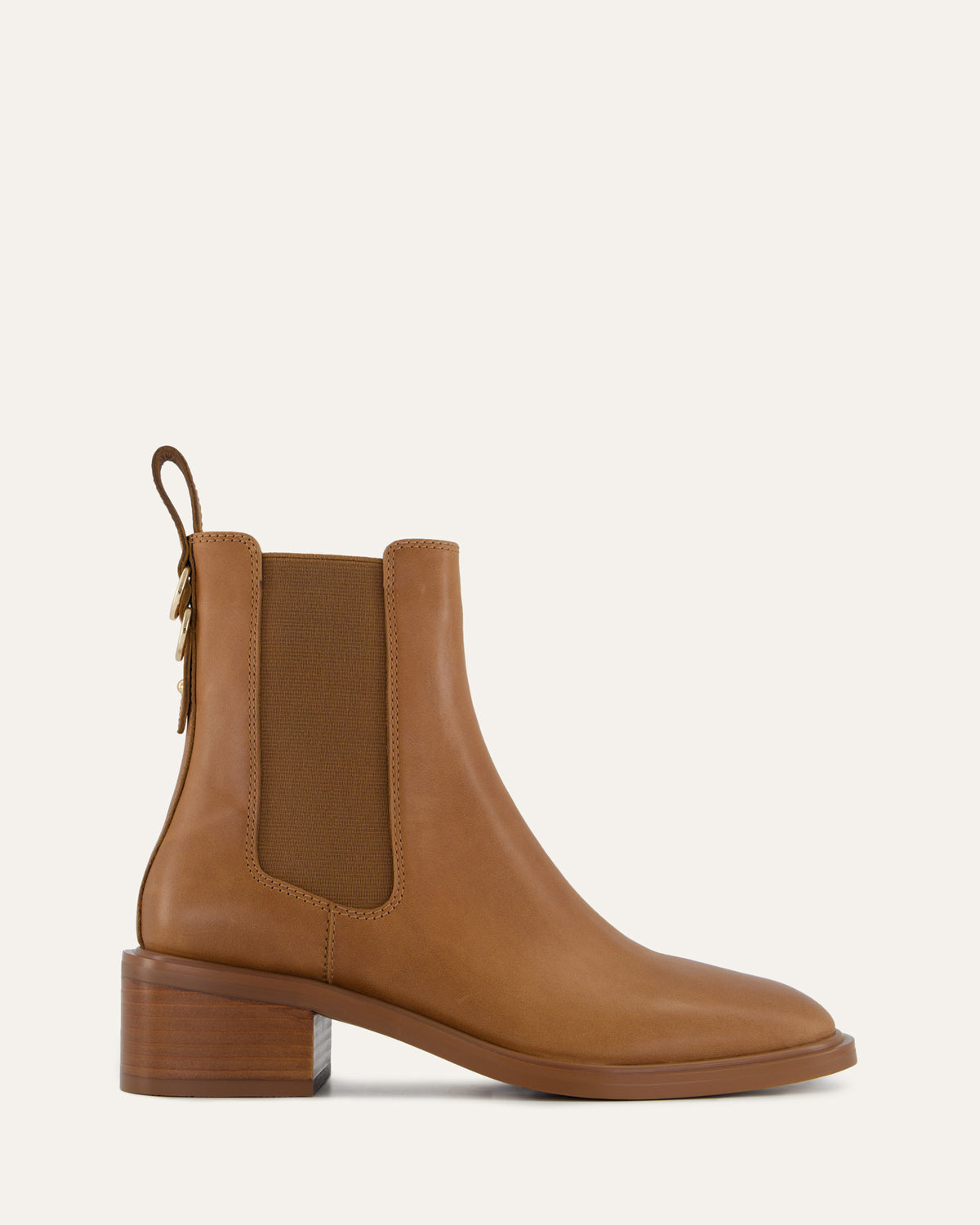 MONA FLAT ANKLE BOOTS TRUE TAN LEATHER