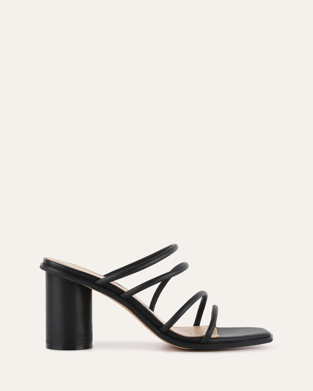 NAOMI MID HEEL SANDALS BLACK LEATHER