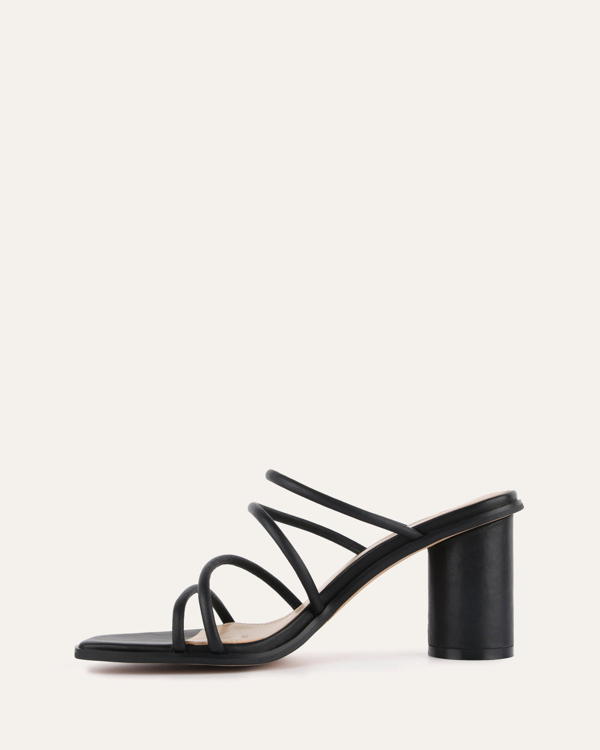 NAOMI MID HEEL SANDALS BLACK LEATHER