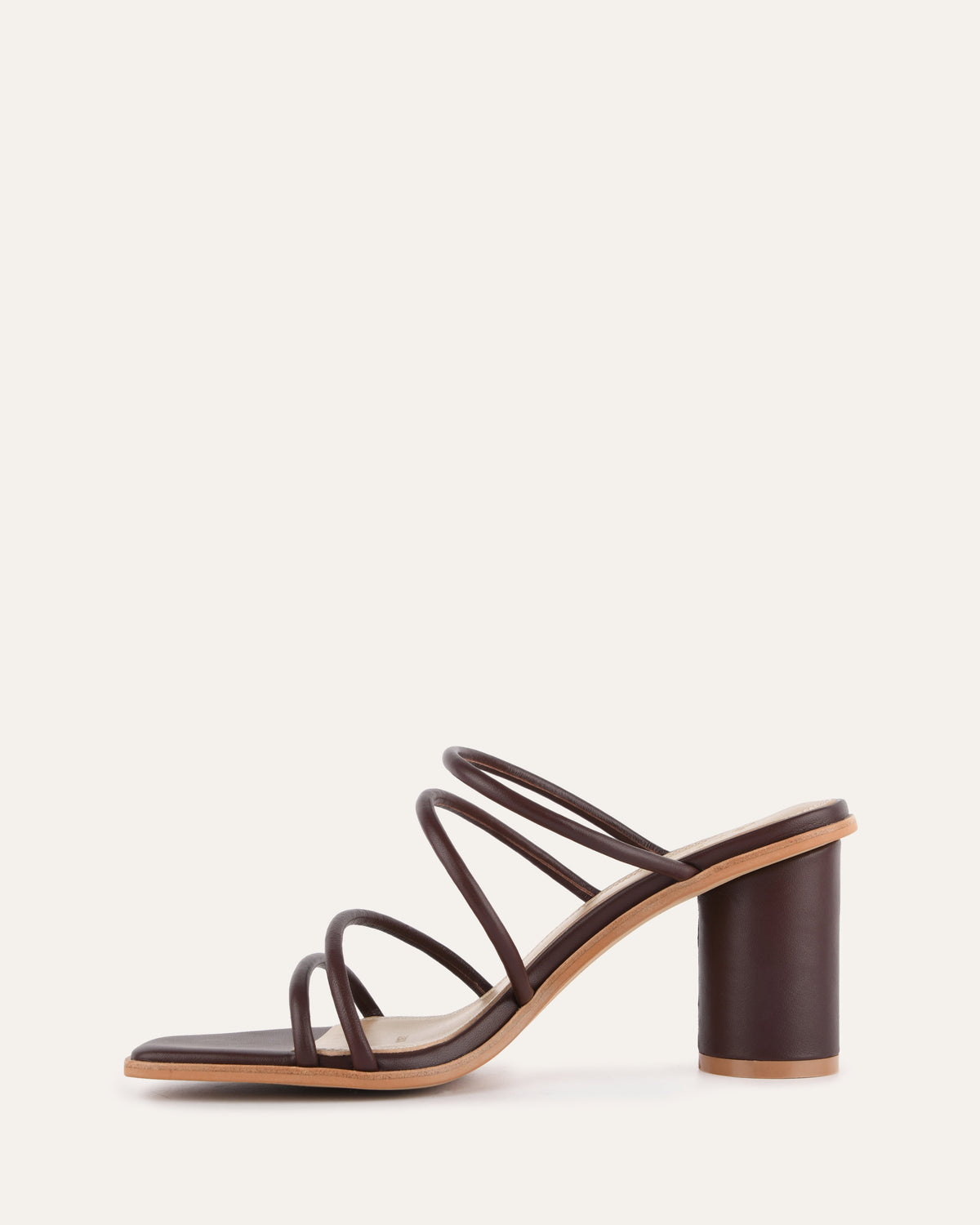 NAOMI MID HEEL SANDALS CHOCOLATE LEATHER