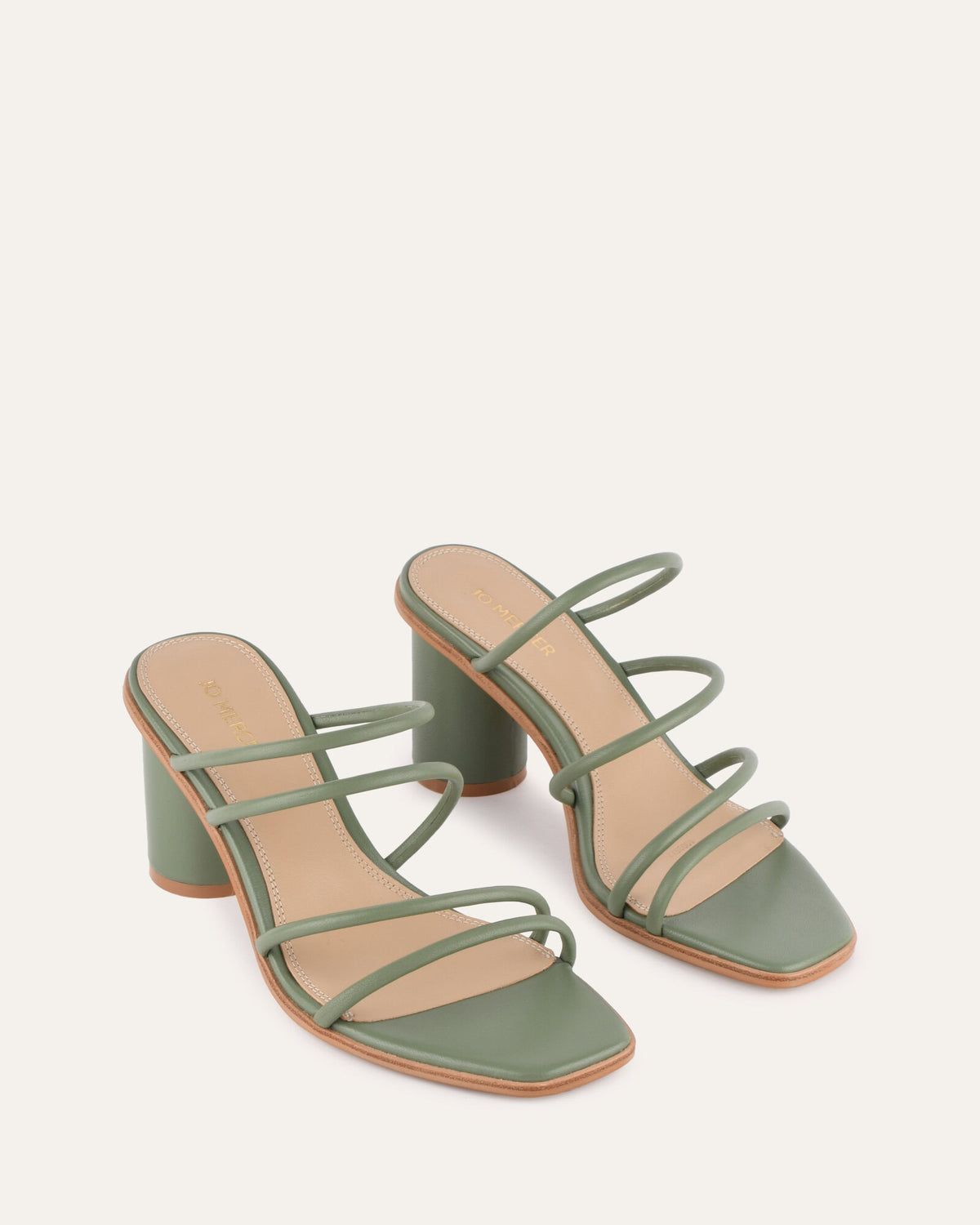 NAOMI MID HEEL SANDALS PISTACHIO GREEN LEATHER