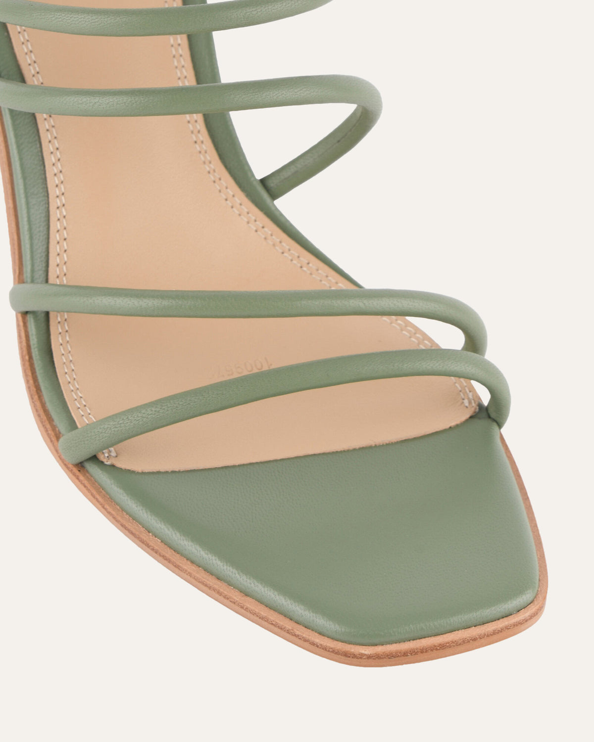 NAOMI MID HEEL SANDALS PISTACHIO GREEN LEATHER