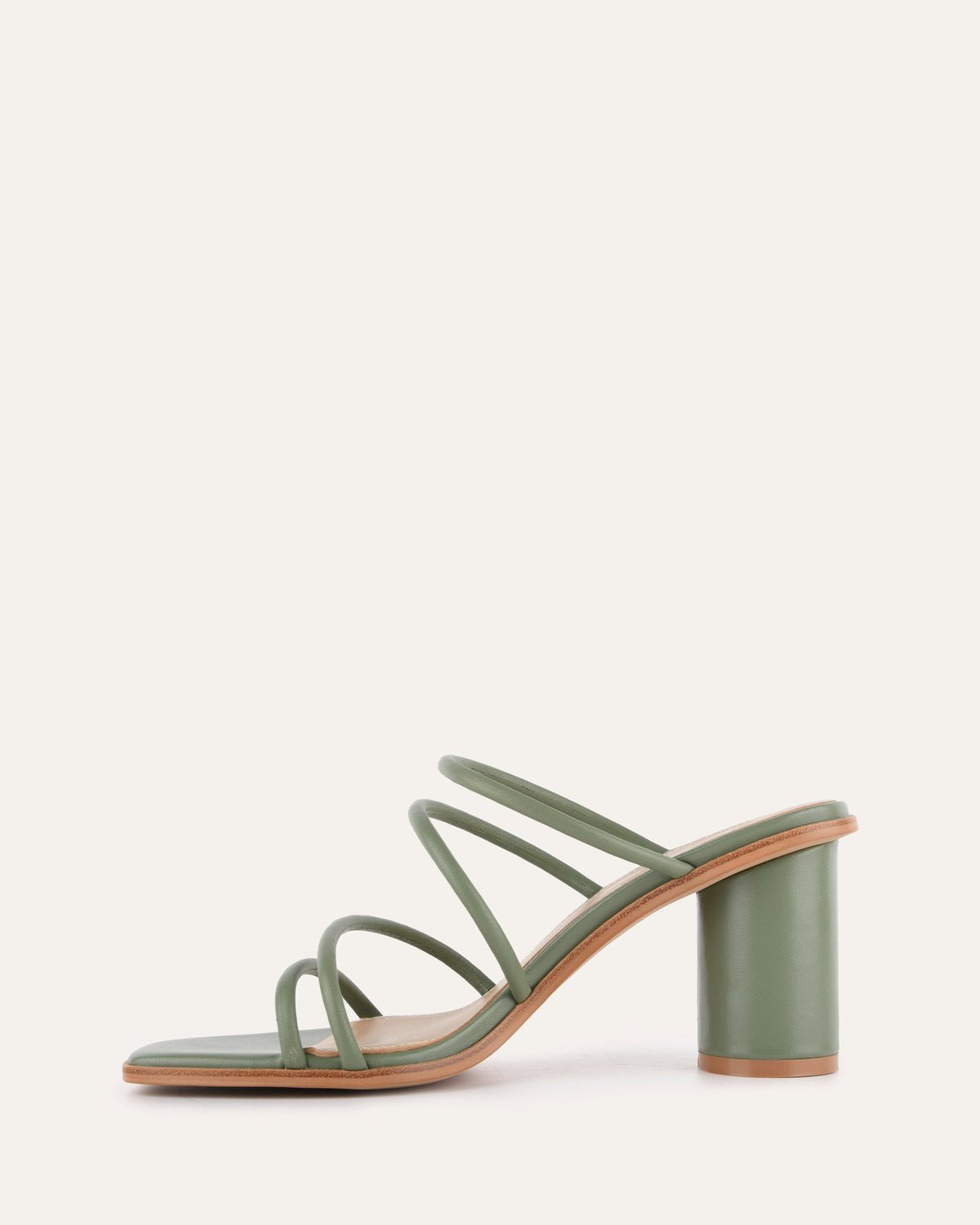 NAOMI MID HEEL SANDALS PISTACHIO GREEN LEATHER