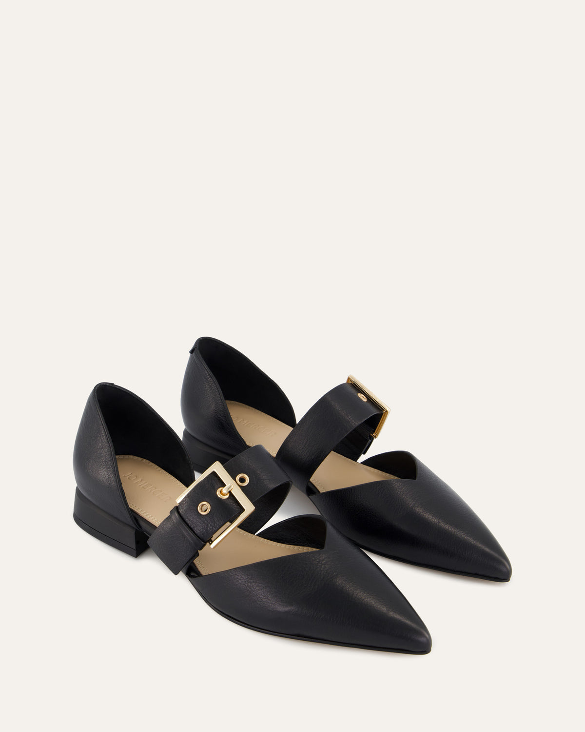 NEELA DRESS FLATS BLACK LEATHER