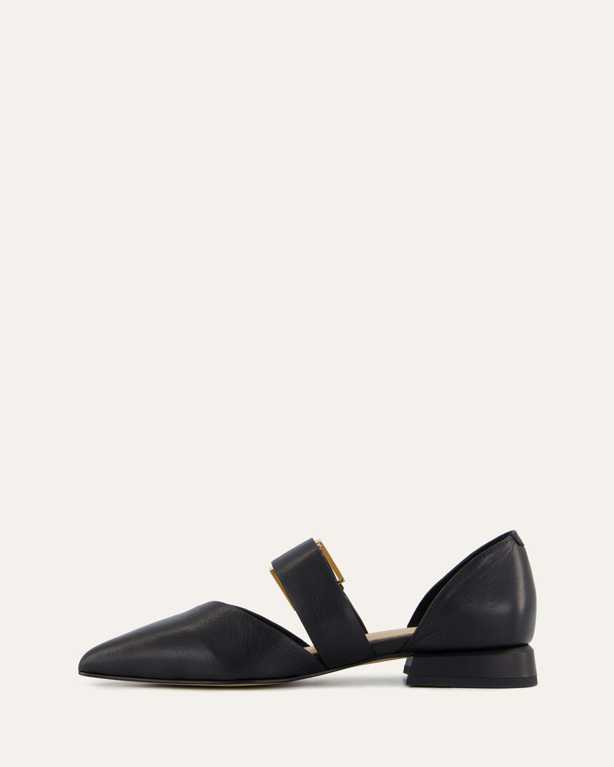 NEELA DRESS FLATS BLACK LEATHER