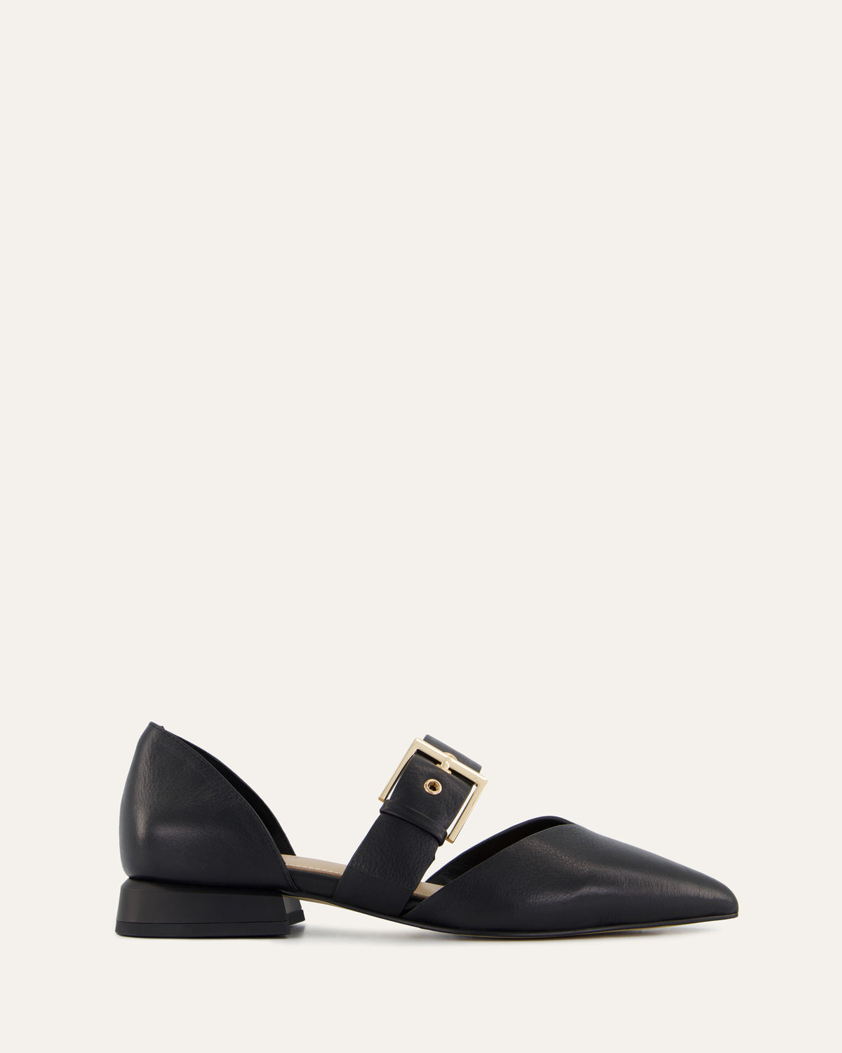 NEELA DRESS FLATS BLACK LEATHER