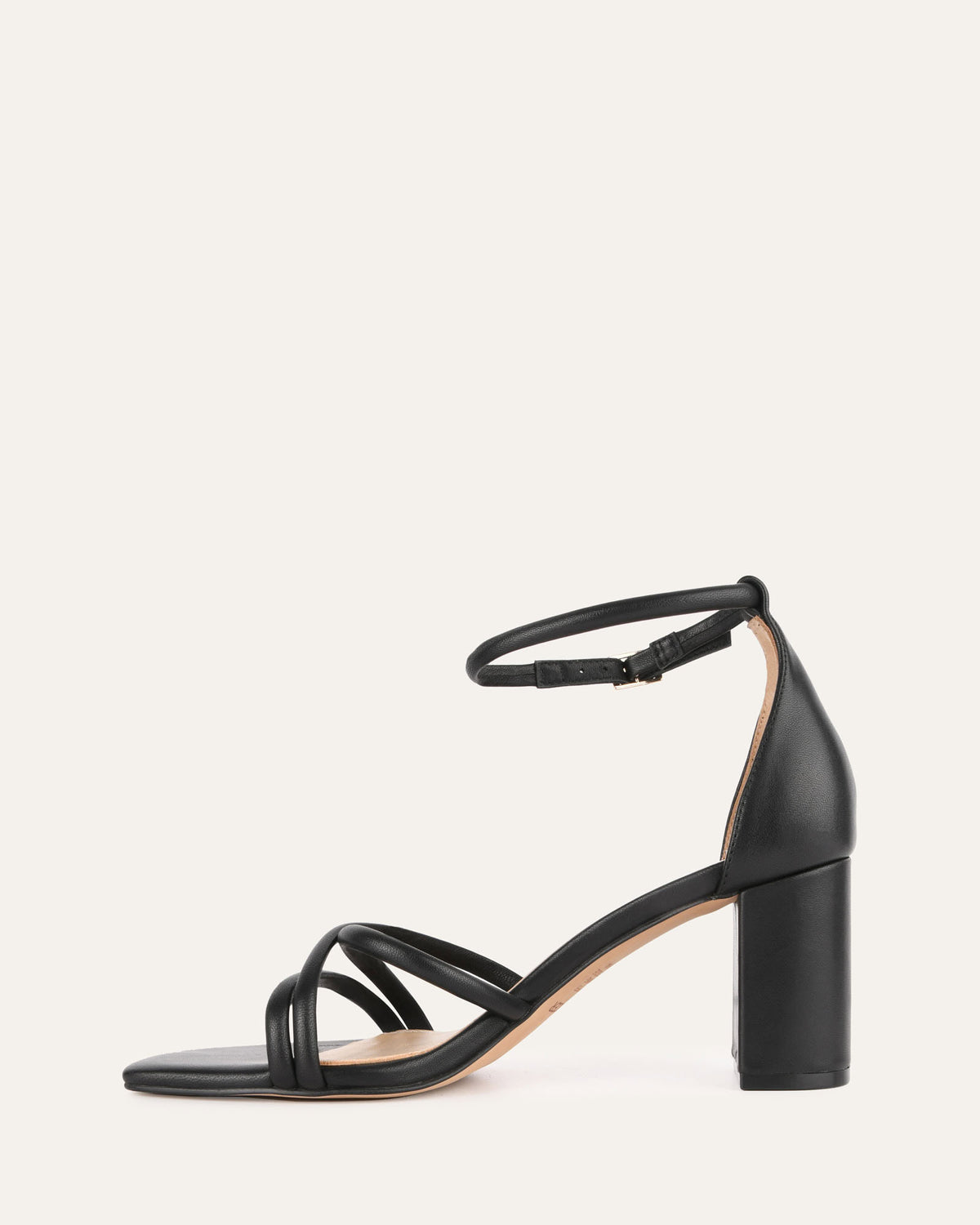 NICOLA MID HEEL SANDALS BLACK LEATHER