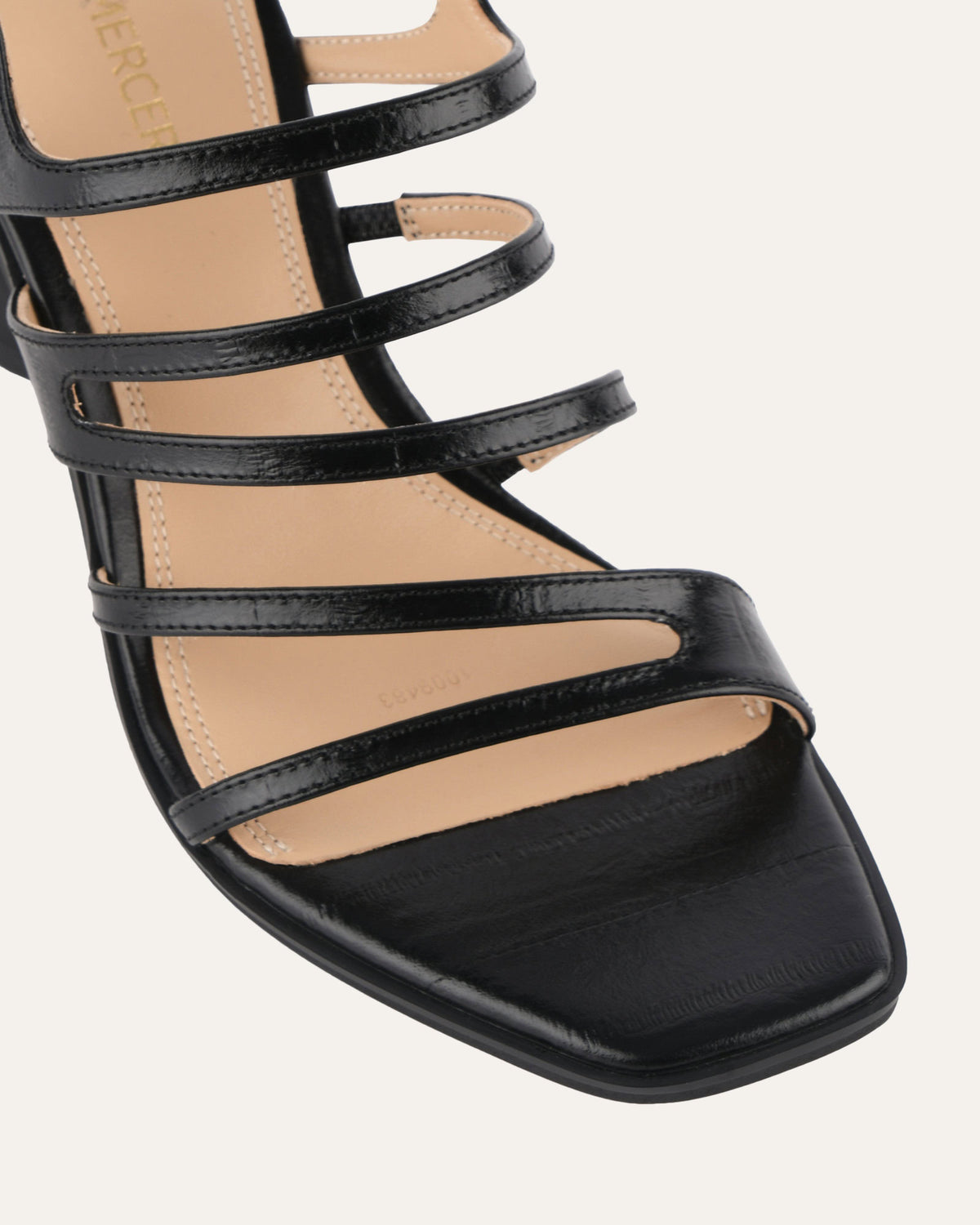 NOBU HIGH HEEL SANDALS BLACK SHINY LIZARD