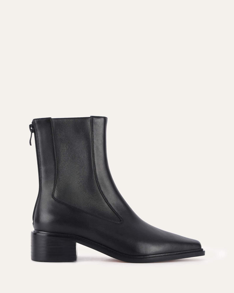 OLYMPIA FLAT ANKLE BOOTS BLACK LEATHER Jo Mercer Northern Hemisphere