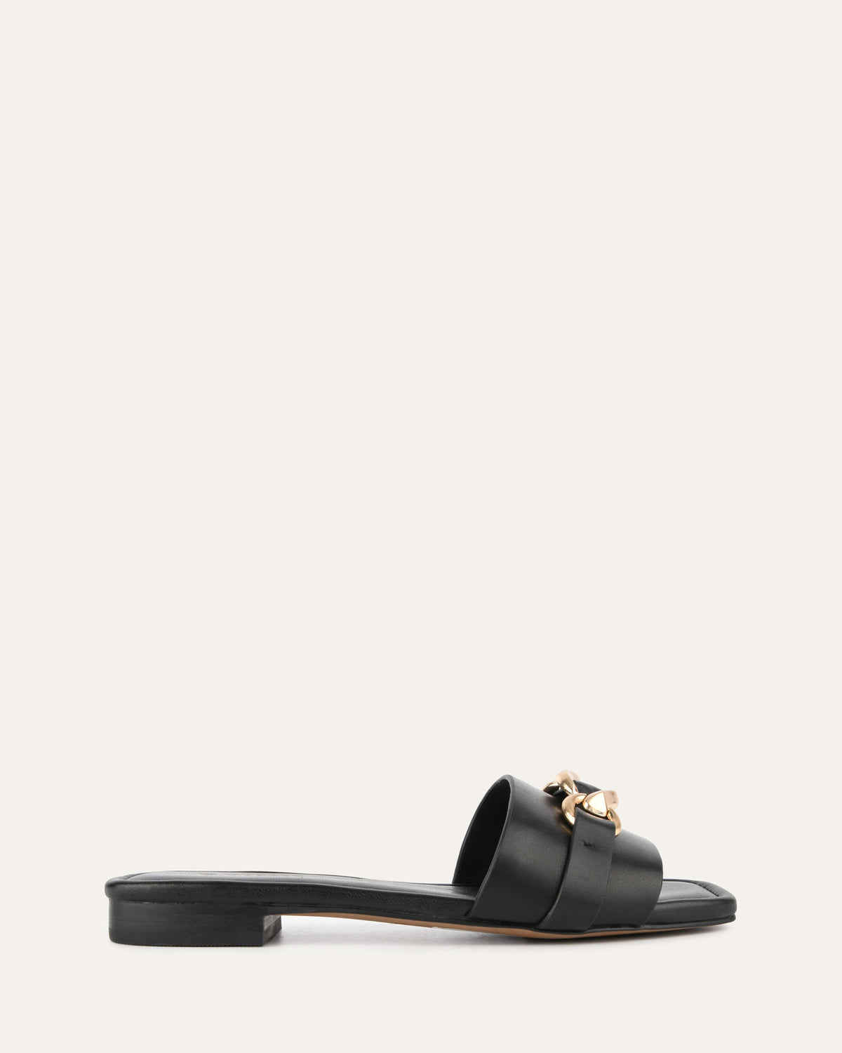 PABLO FLAT SLIDE BLACK LEATHER