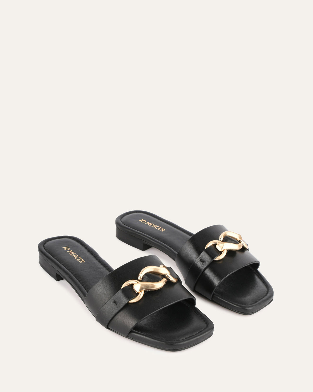 PABLO FLAT SLIDE BLACK LEATHER