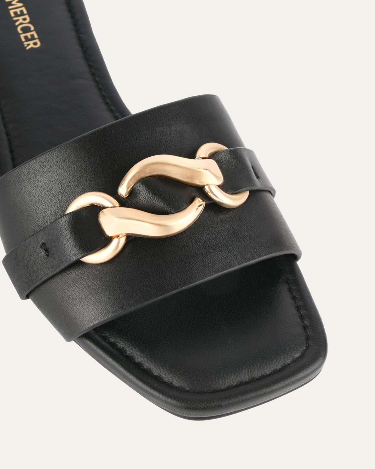 PABLO FLAT SLIDE BLACK LEATHER