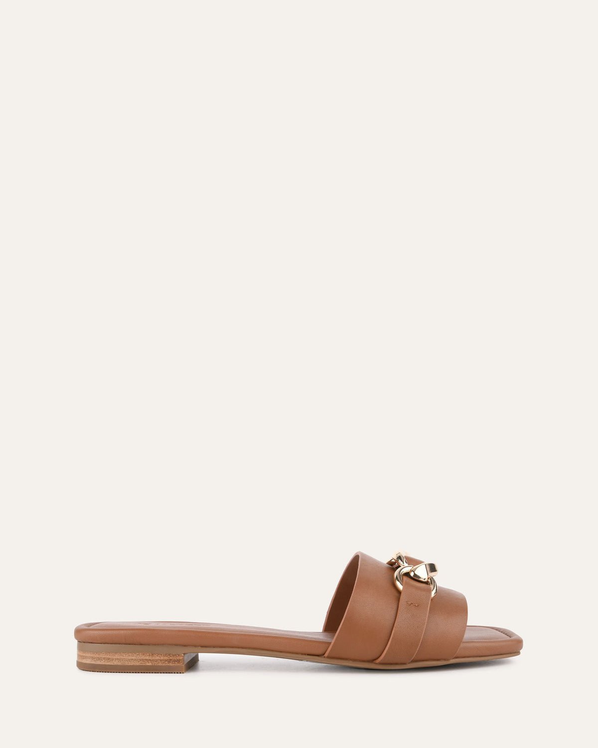 PABLO FLAT SLIDE DARK TAN LEATHER