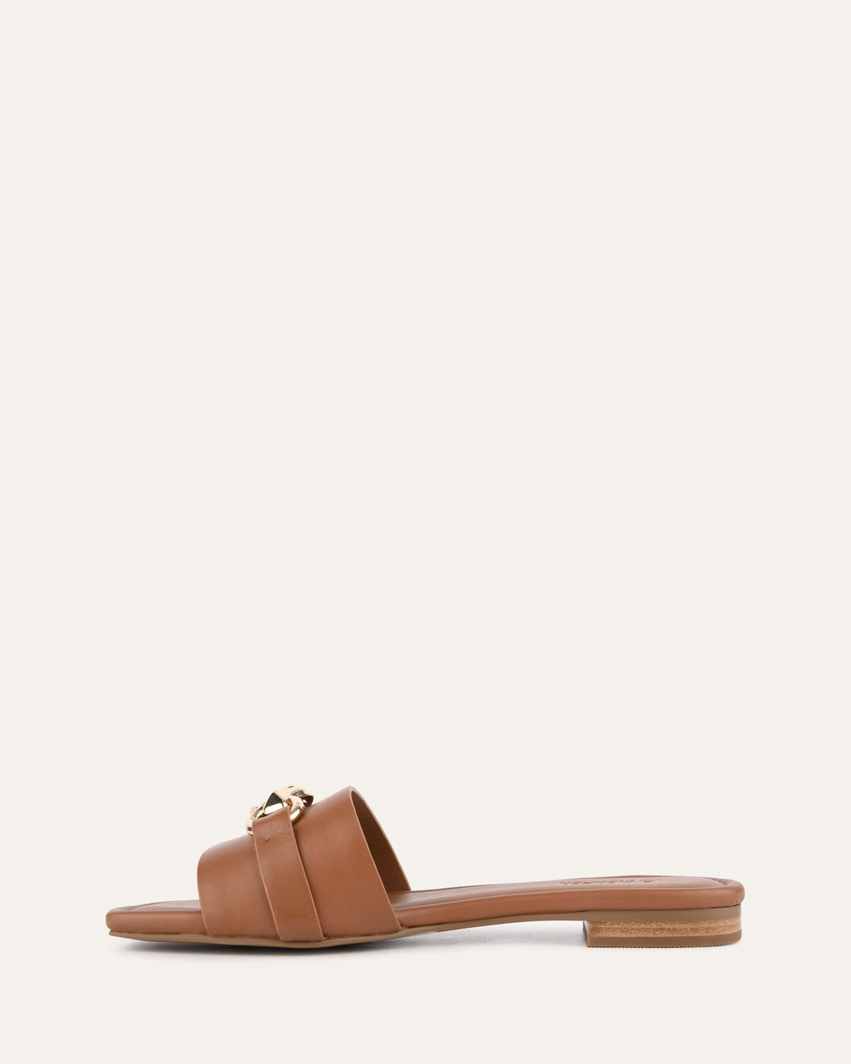 PABLO FLAT SLIDE DARK TAN LEATHER