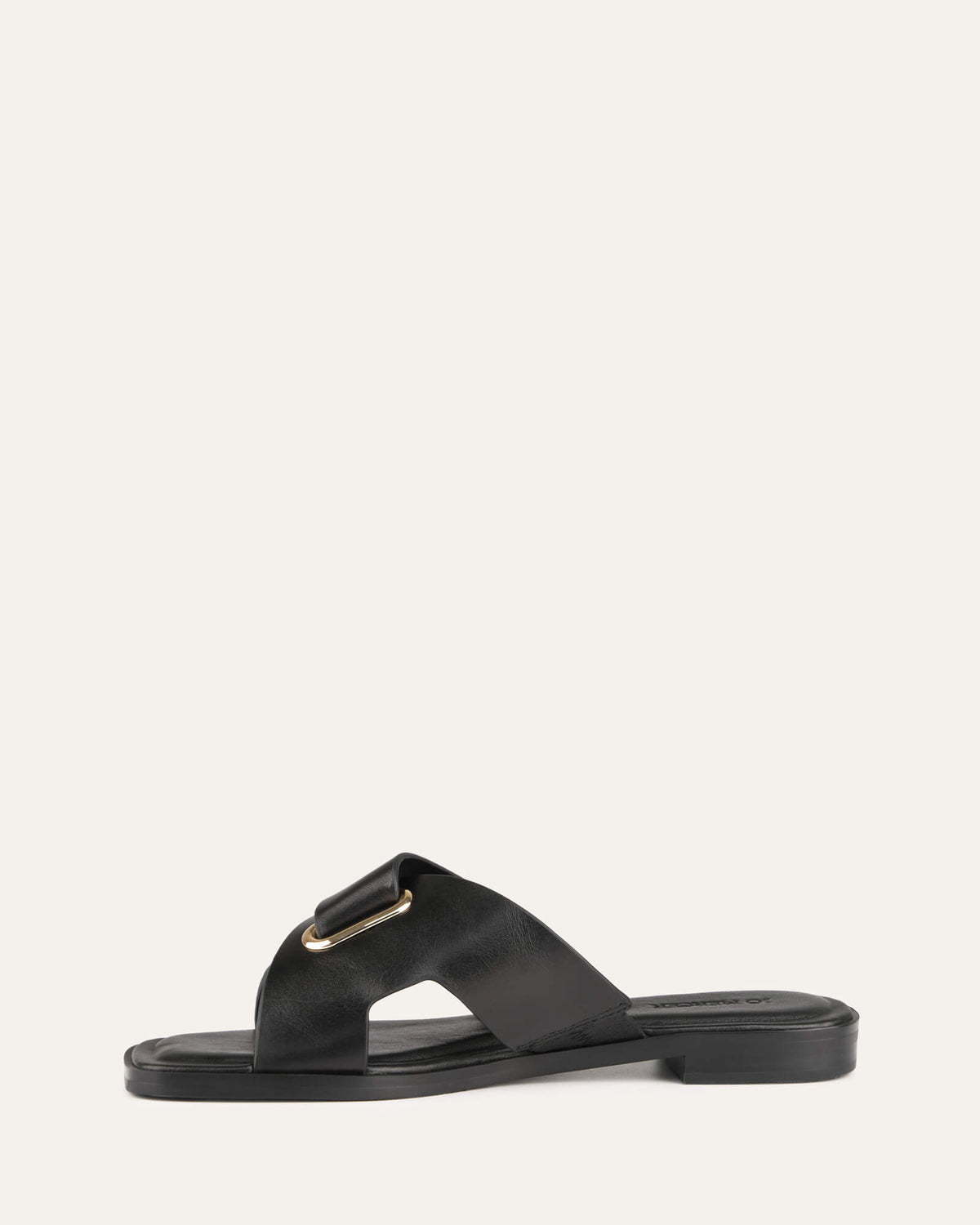 PIPER FLAT SLIDES BLACK LEATHER