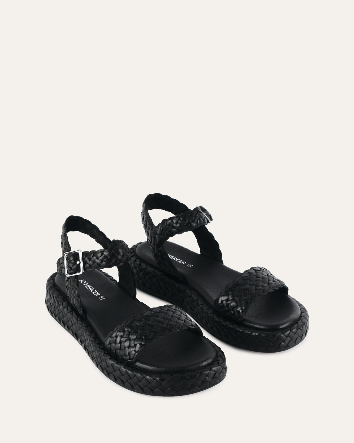 POPPY FLAT SANDALS BLACK LEATHER