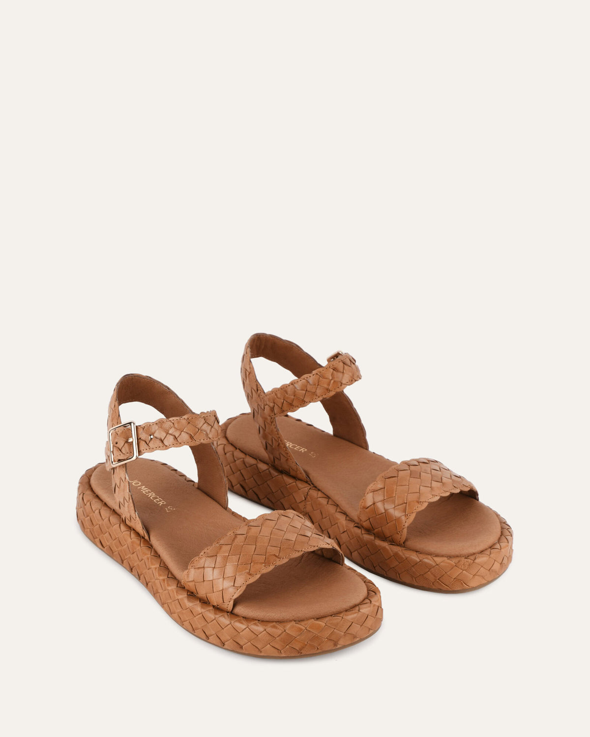 POPPY FLAT SANDALS TAN LEATHER