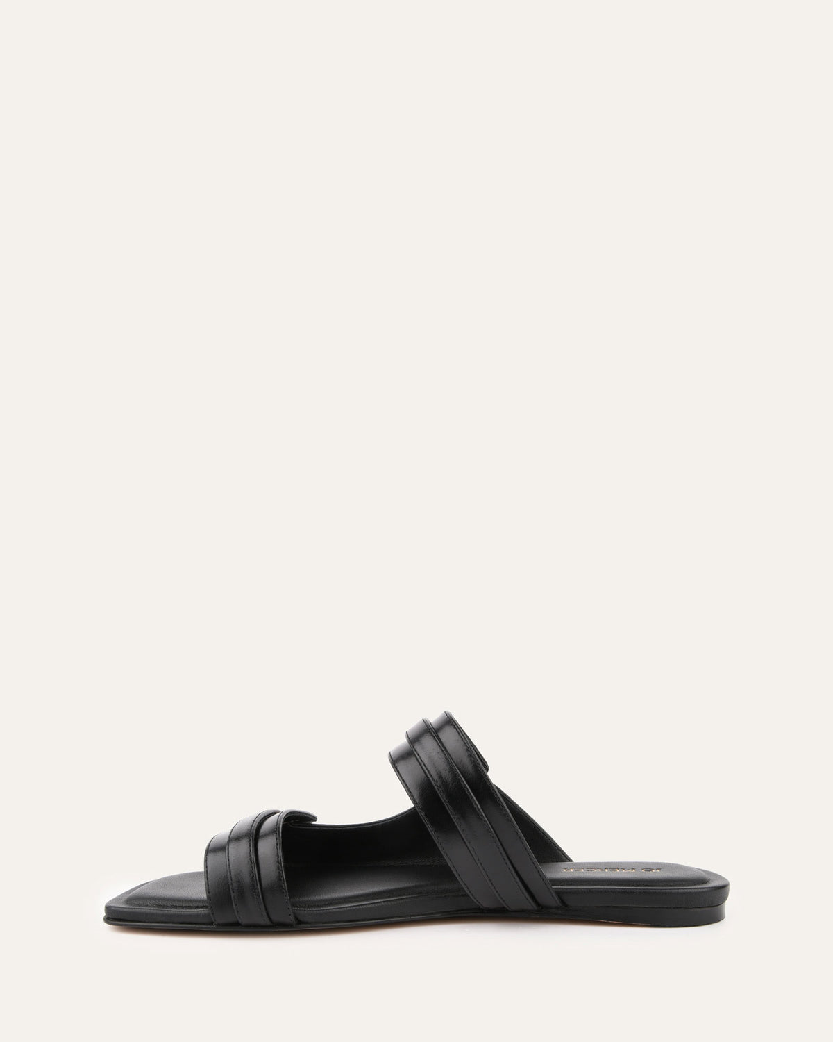 QUILL FLAT SANDALS BLACK LEATHER