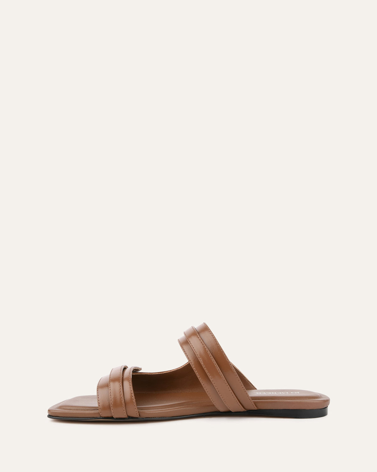 QUILL FLAT SANDALS DARK TAN LEATHER