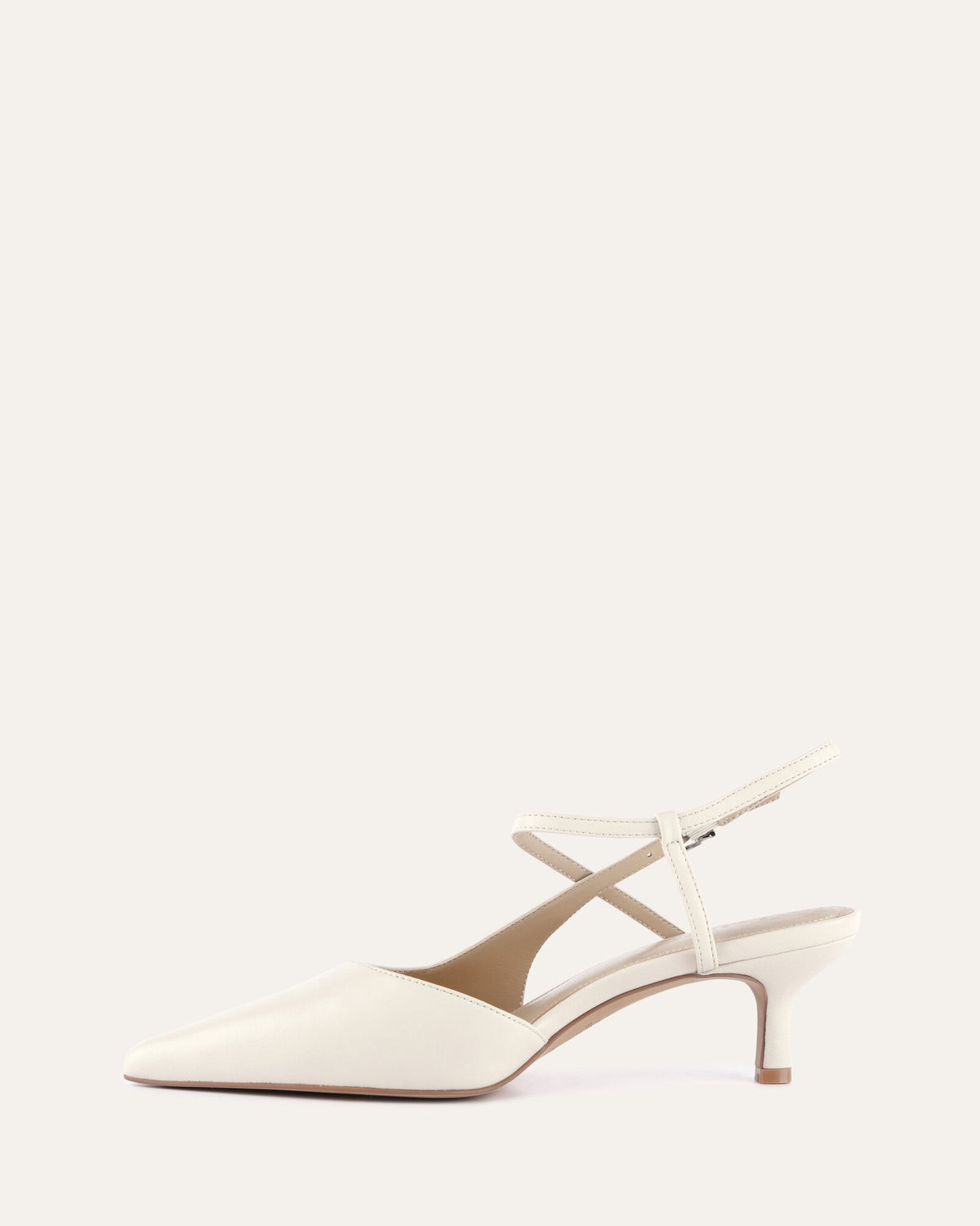 RICKI MID HEELS OFF WHITE LEATHER