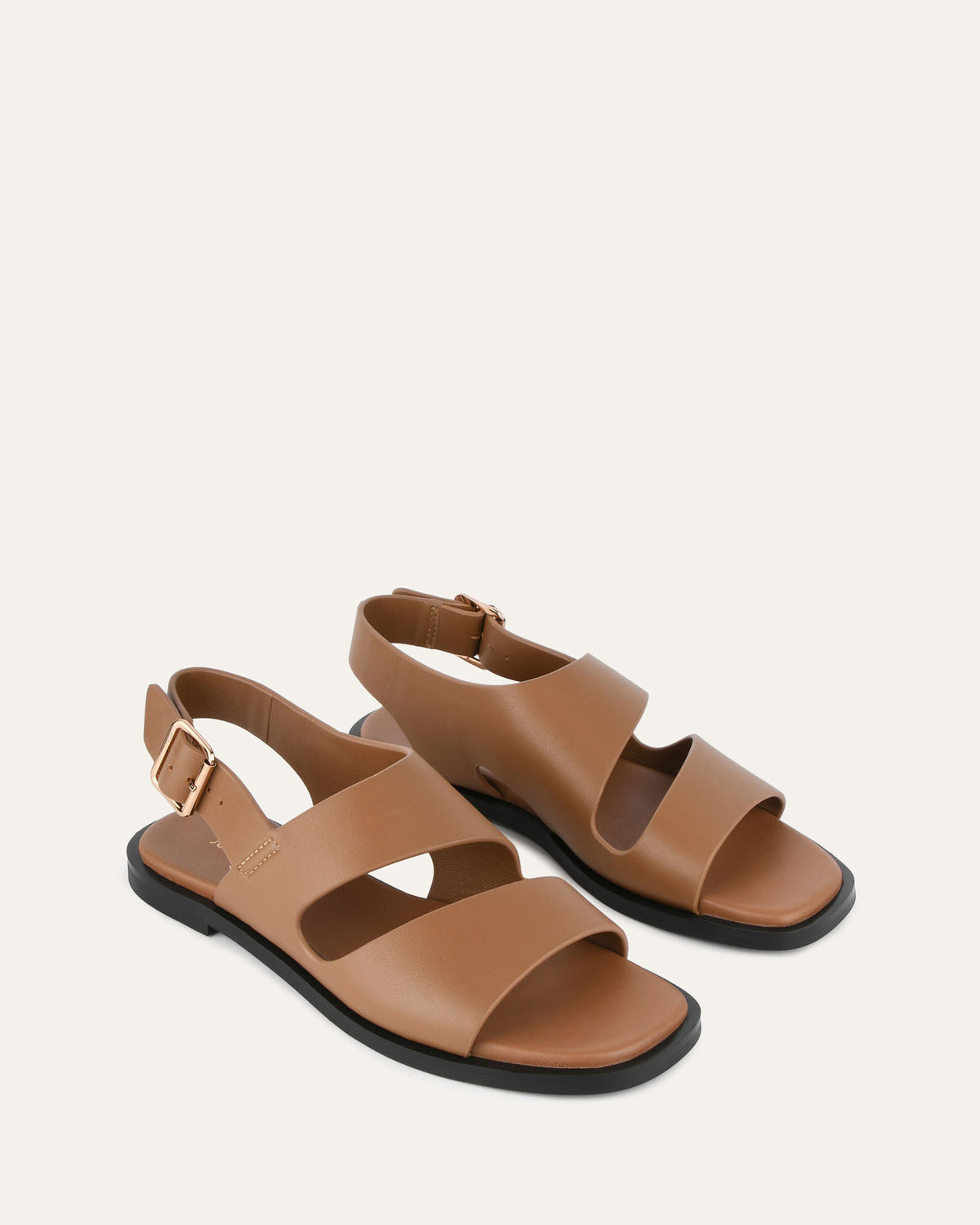 SADIE FLAT SANDALS CARAMEL LEATHER