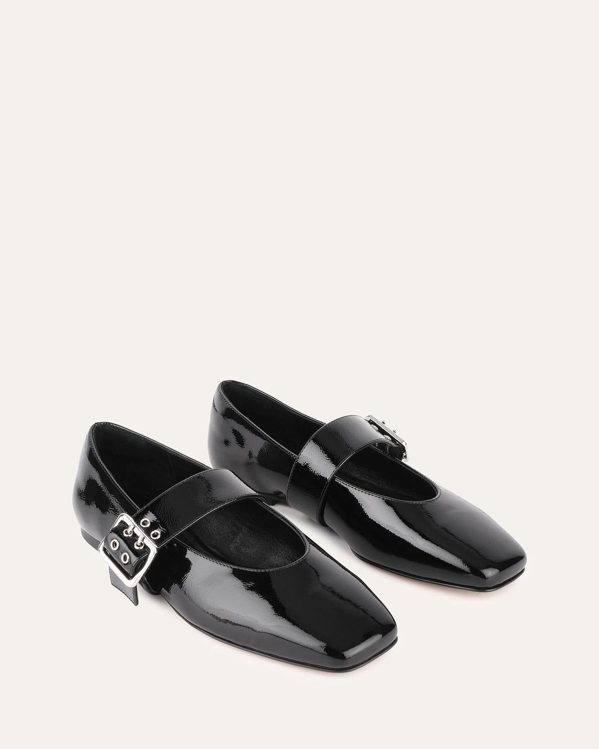 SARAH CASUAL FLATS BLACK CRINKLE PATENT