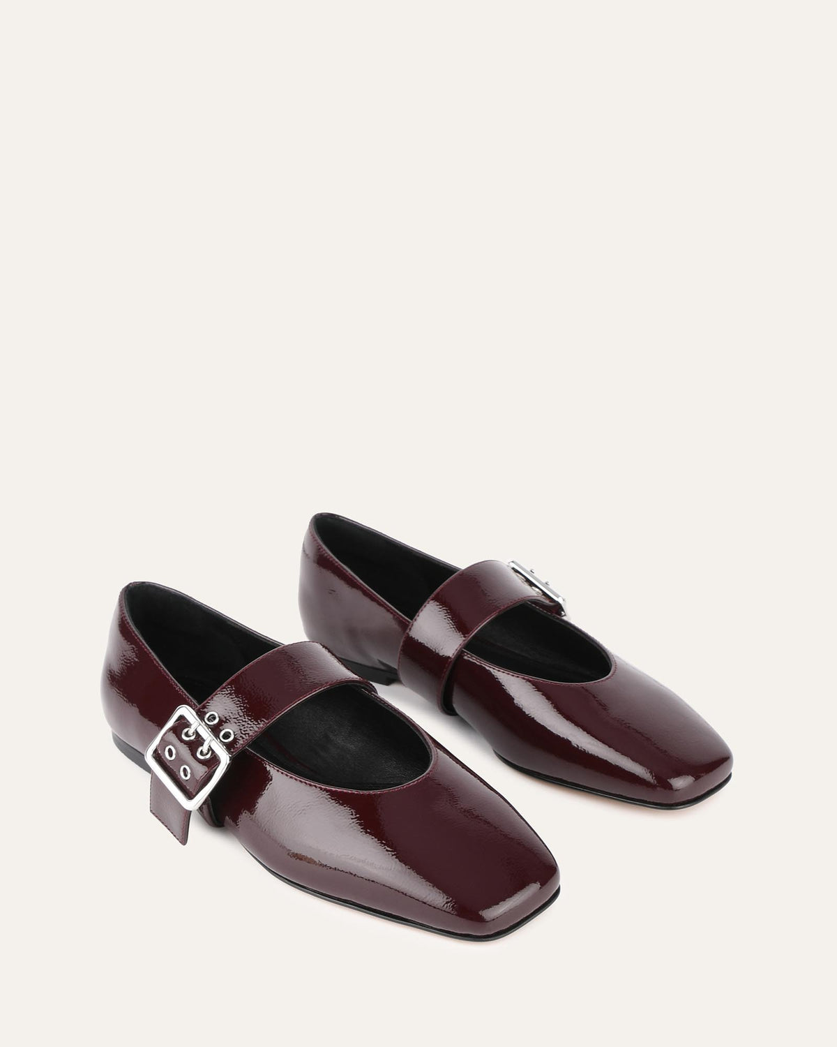 SARAH CASUAL FLATS MERLOT CRINKLE PATENT