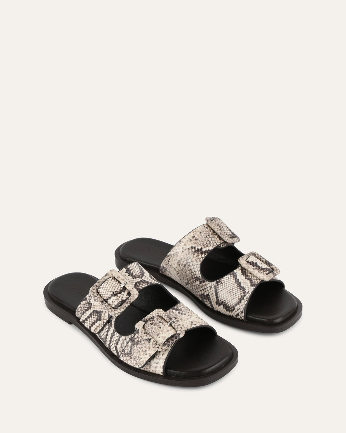 SEBASTIAN FLAT SLIDE NATURAL SNAKE PRINT LEATHER