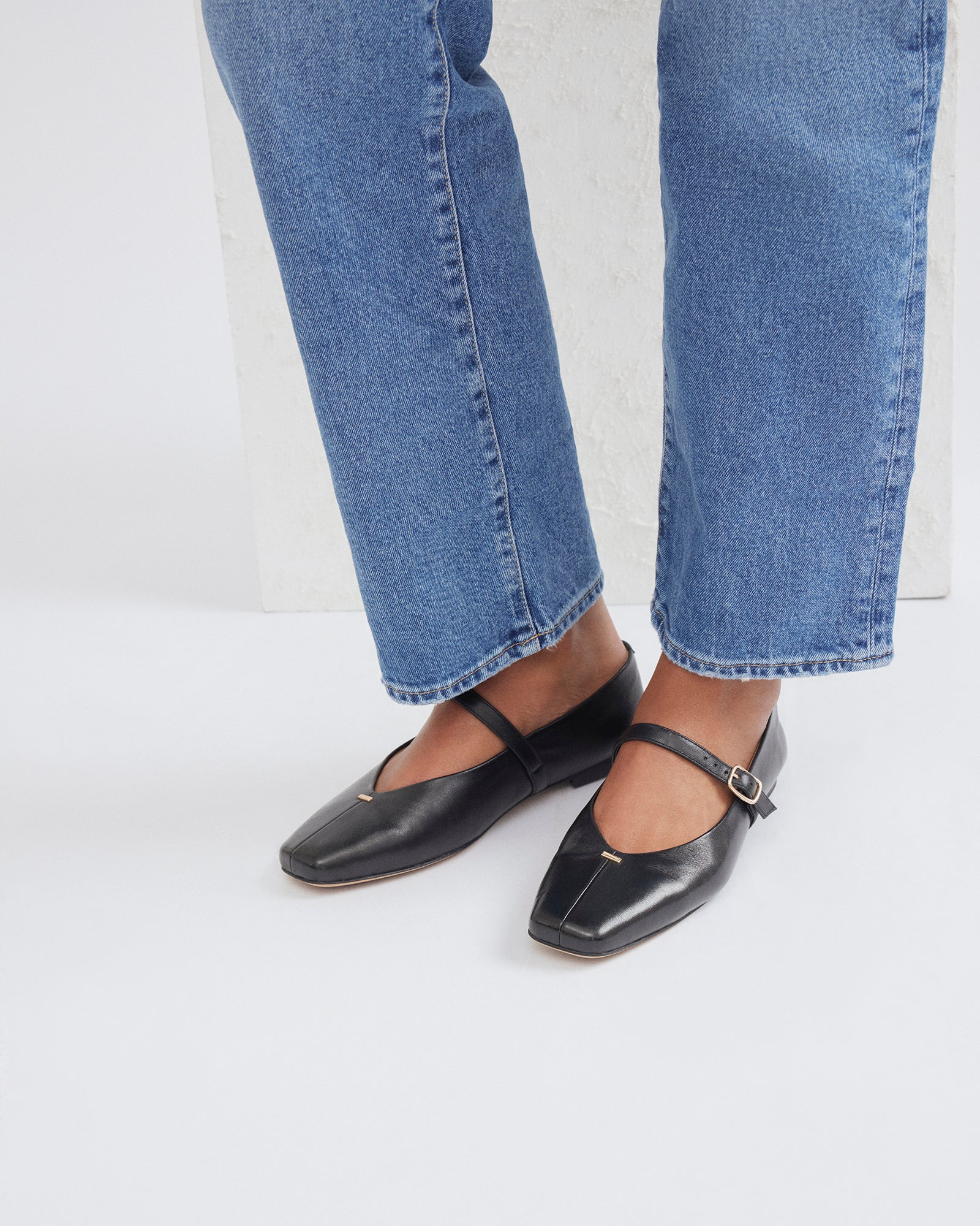 APRIL CASUAL FLATS BLACK LEATHER - Jo Mercer Northern Hemisphere