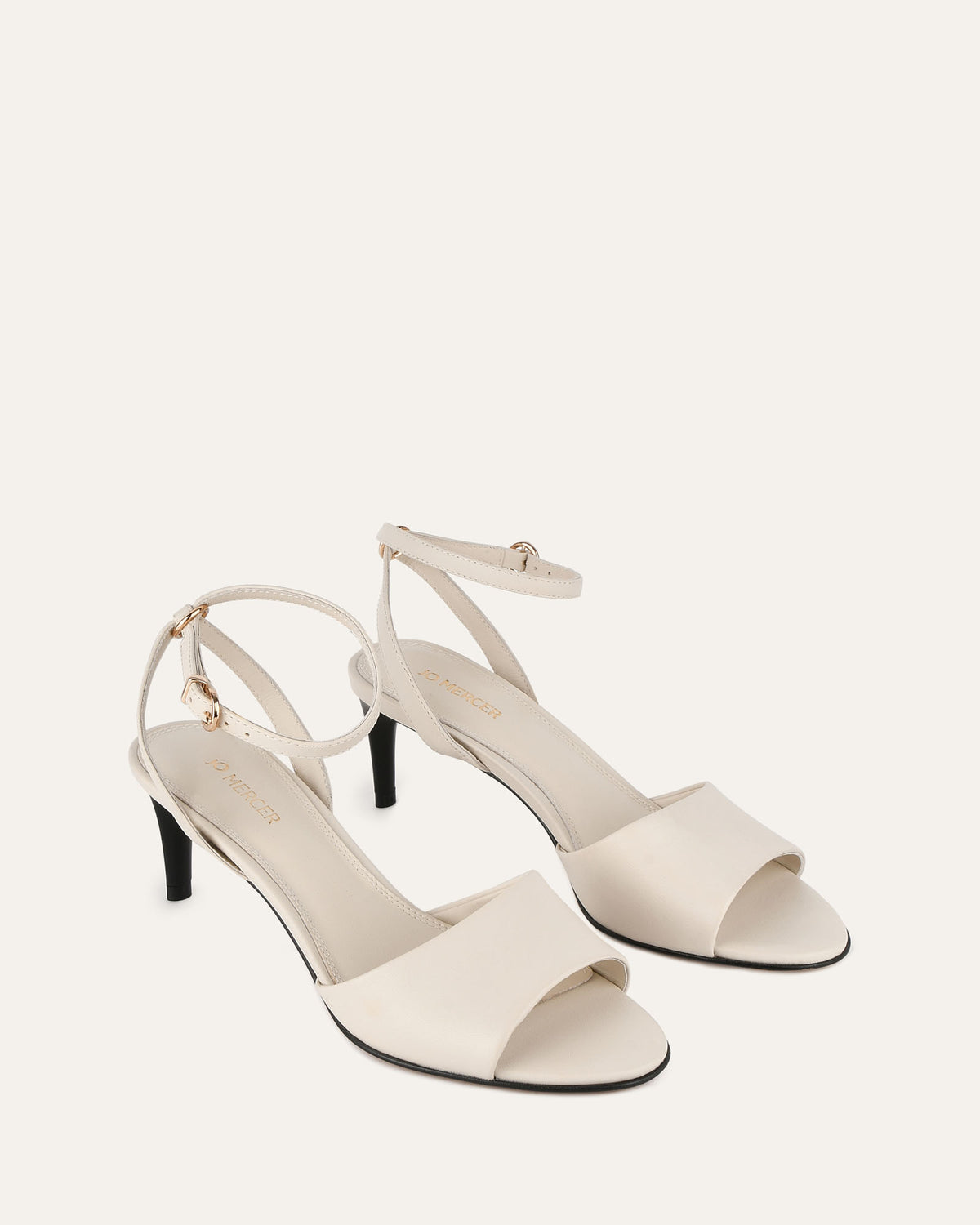 TANYA MID HEEL SANDALS OFF WHITE LEATHER