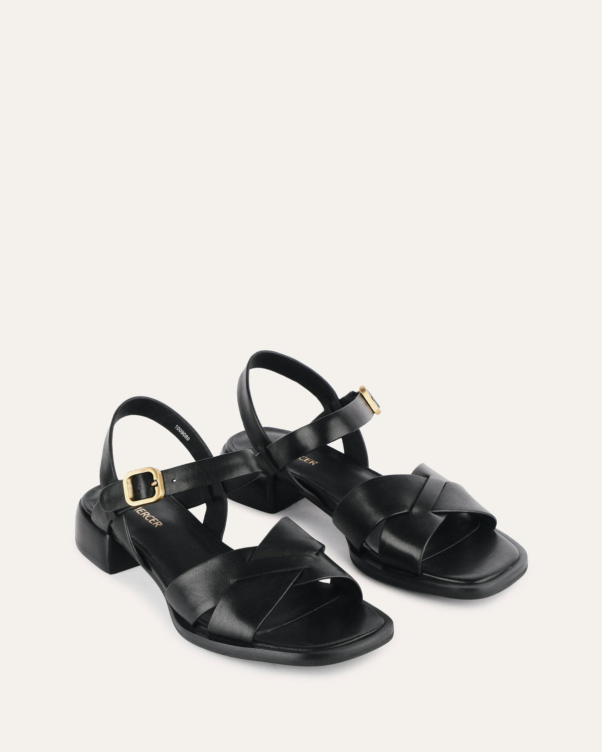 TEMPO FLAT SANDALS BLACK LEATHER