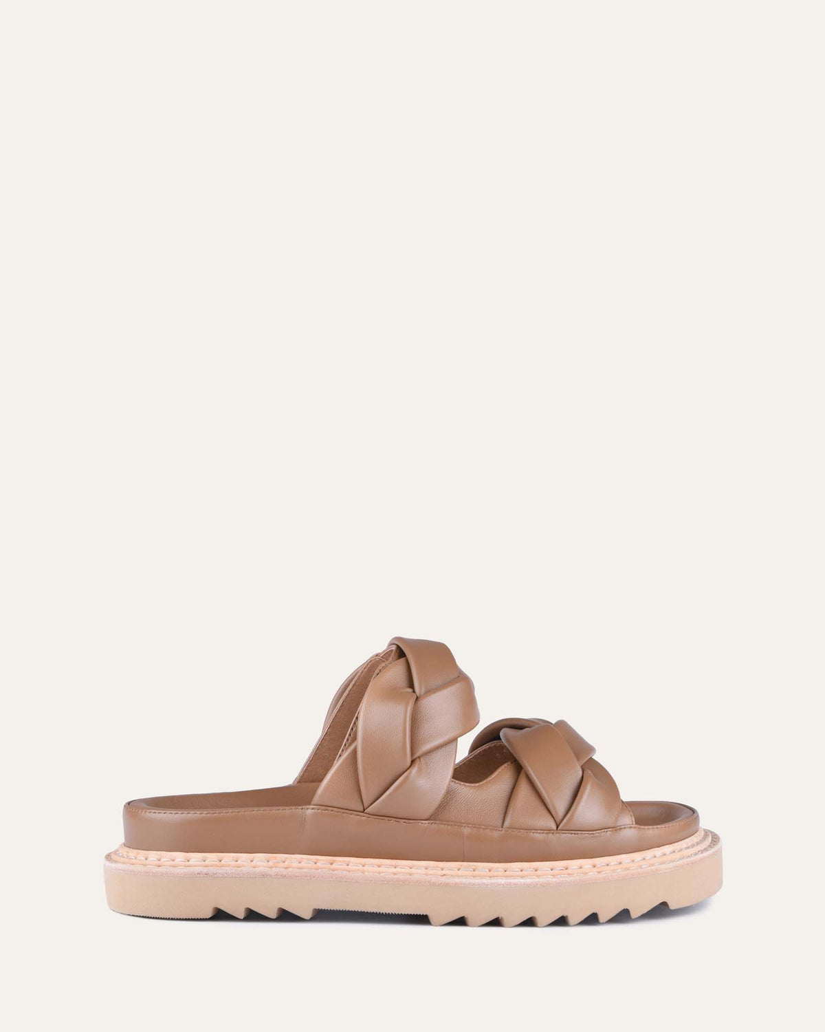 VENUS FLAT SLIDES TAN LEATHER