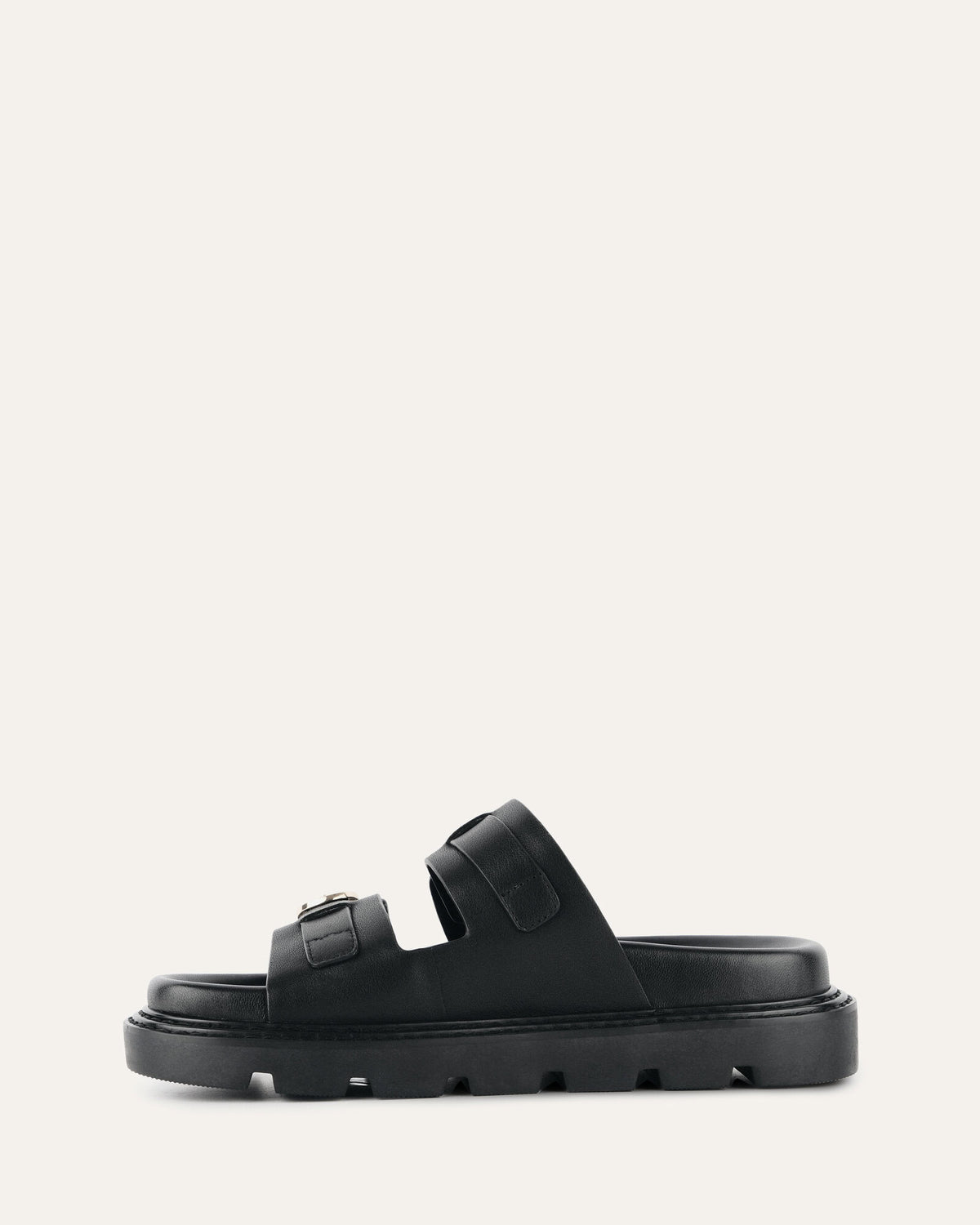 VICHY FLAT SANDALS BLACK LEATHER