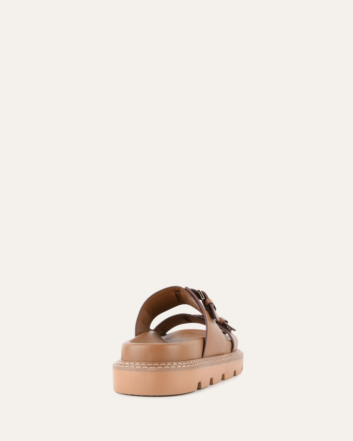 VICHY FLAT SANDALS TAN LEATHER