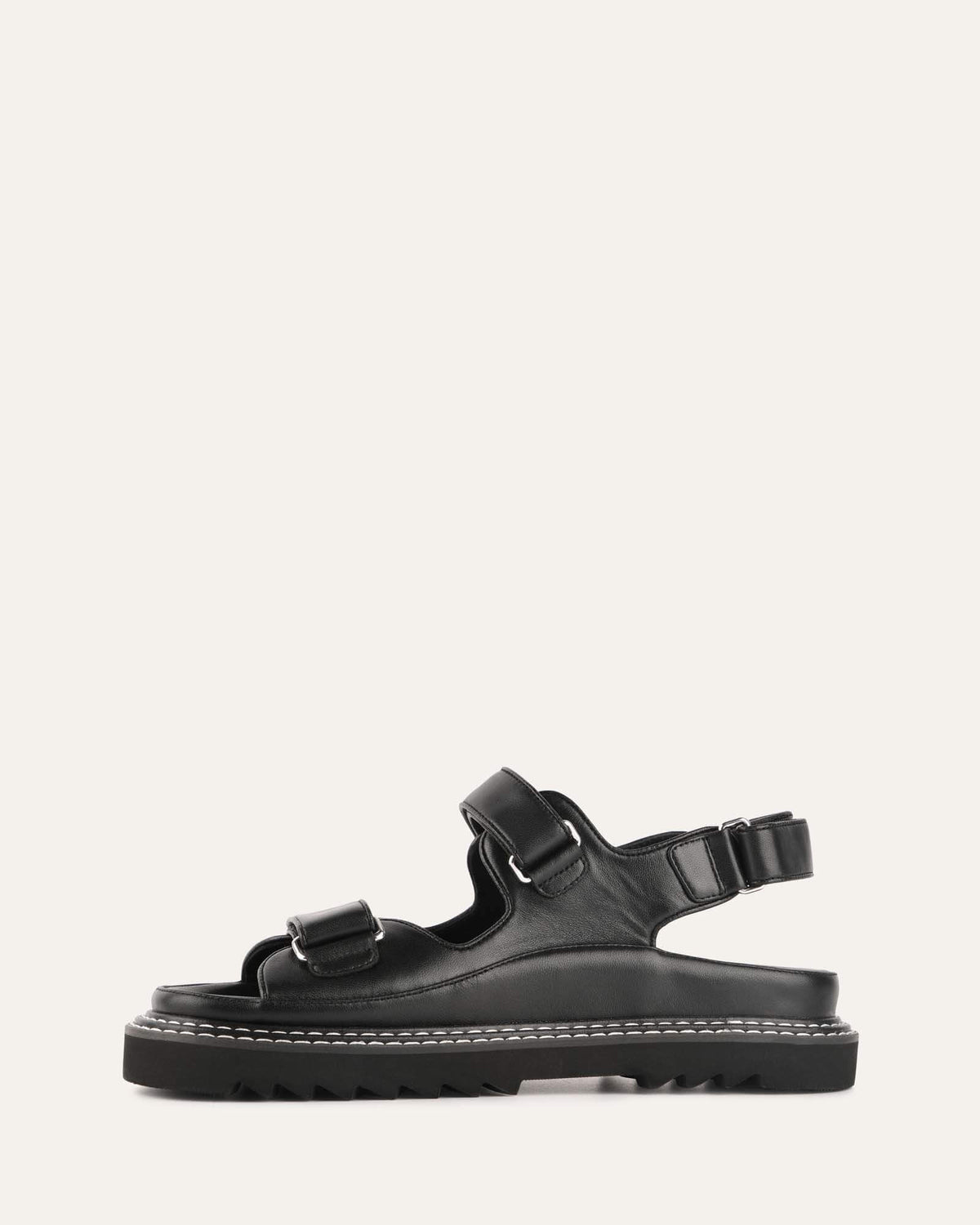 VITO FLAT SANDALS BLACK LEATHER