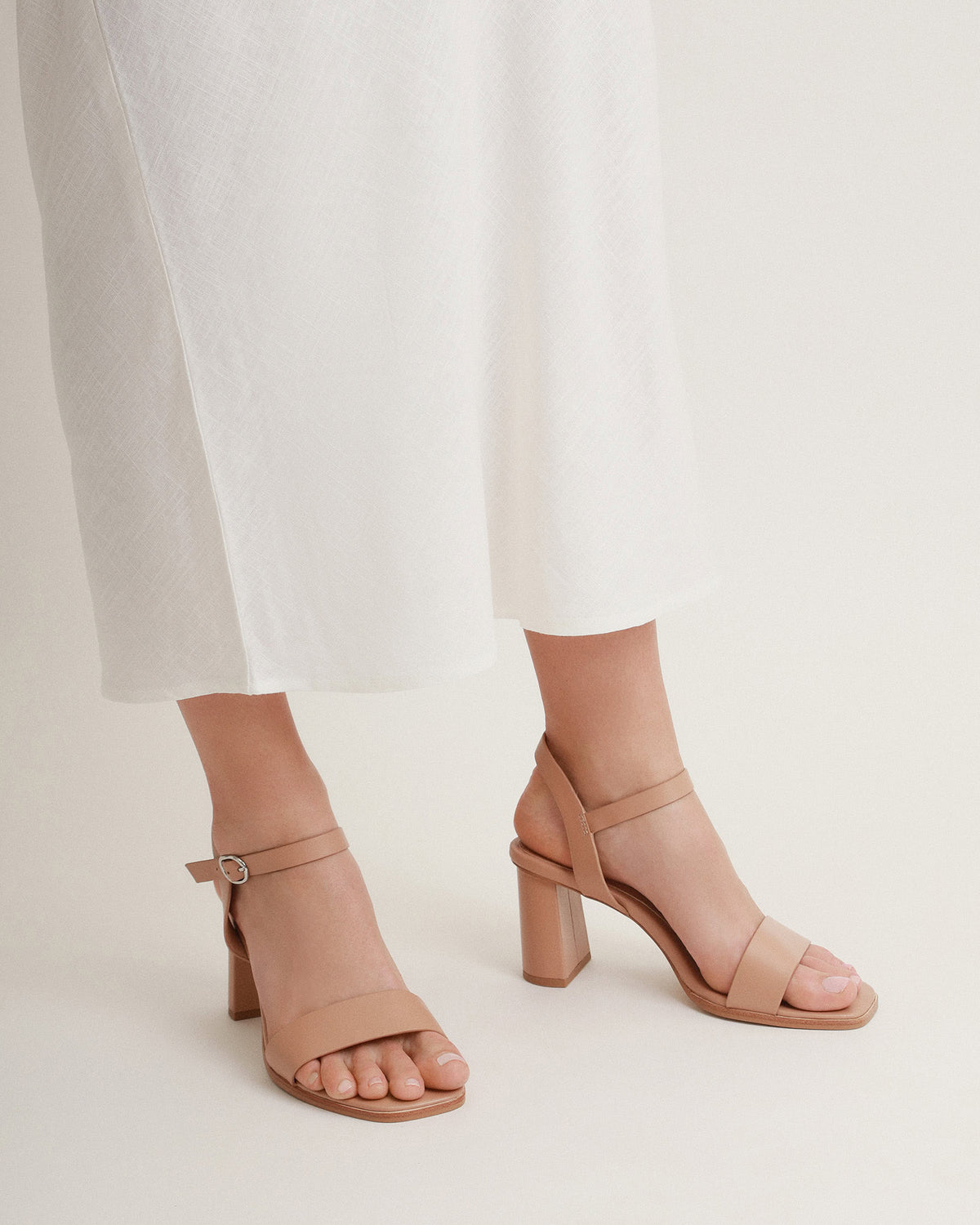 CALAIS HIGH HEEL SANDALS BEIGE LEATHER