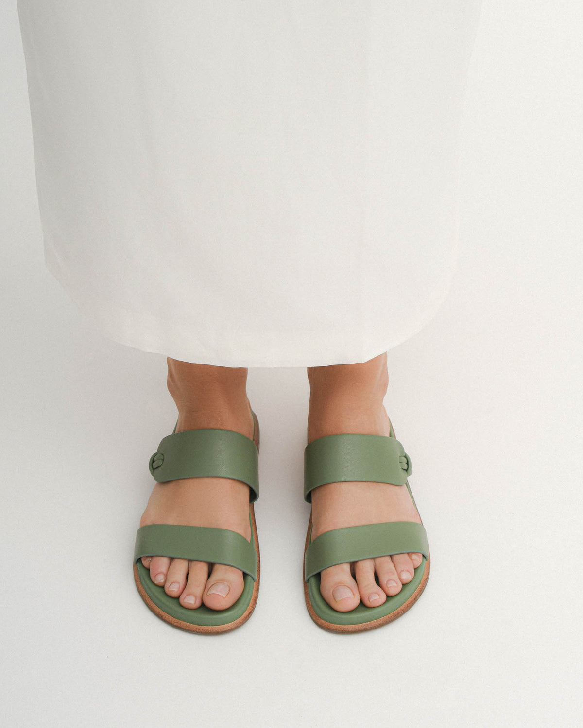 HAYES FLAT SANDALS PISTACHIO GREEN LEATHER