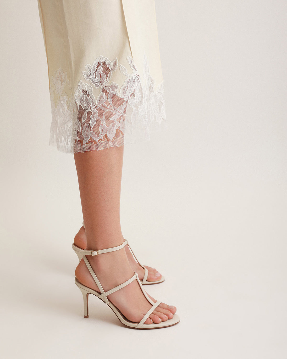 LACEY HIGH HEEL SANDALS OFF WHITE LEATHER