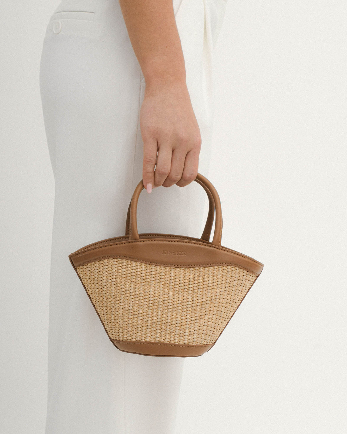 PEQUE MINI TOTE BAG CARAMEL RAFFIA