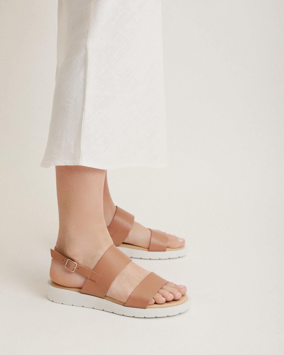 ROSALIE FLAT SANDALS TAN LEATHER