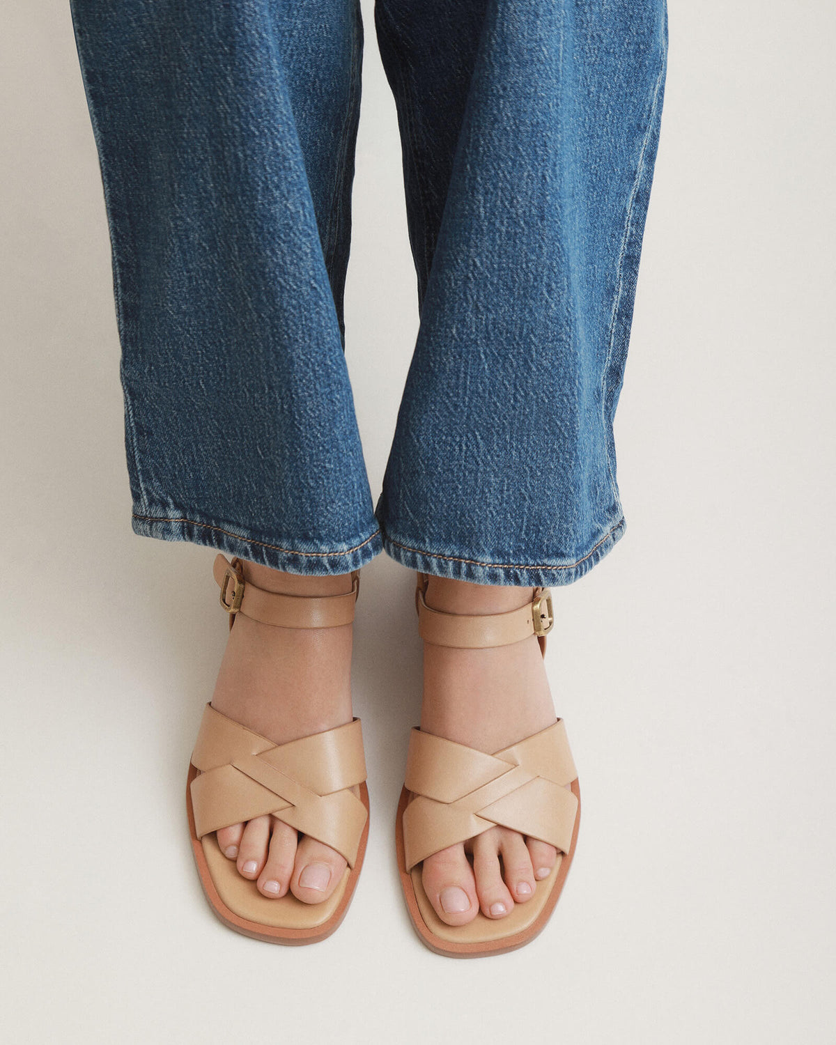 TEMPO FLAT SANDALS NATURAL LEATHER